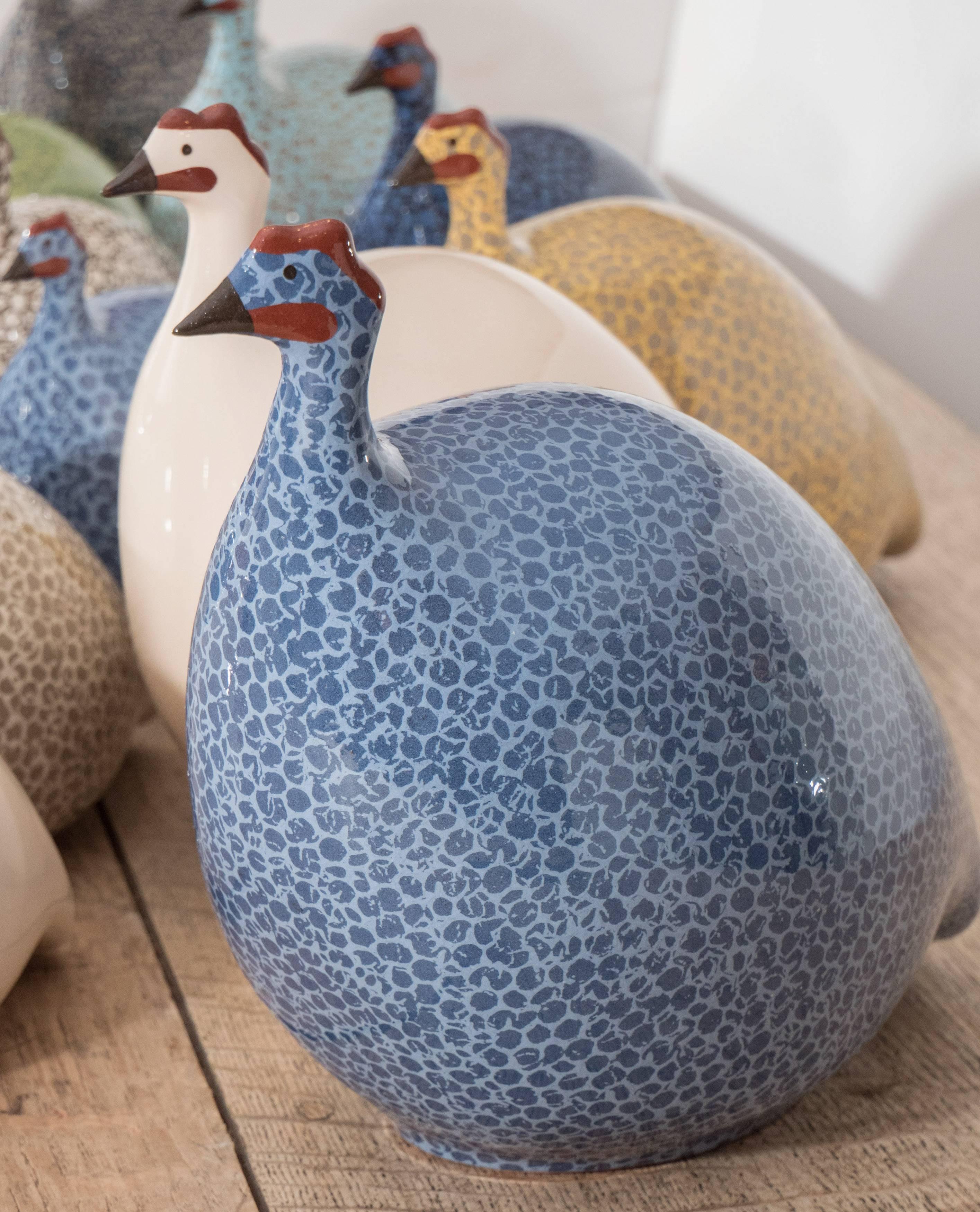 Contemporary Large Ceramic Guinea Hens