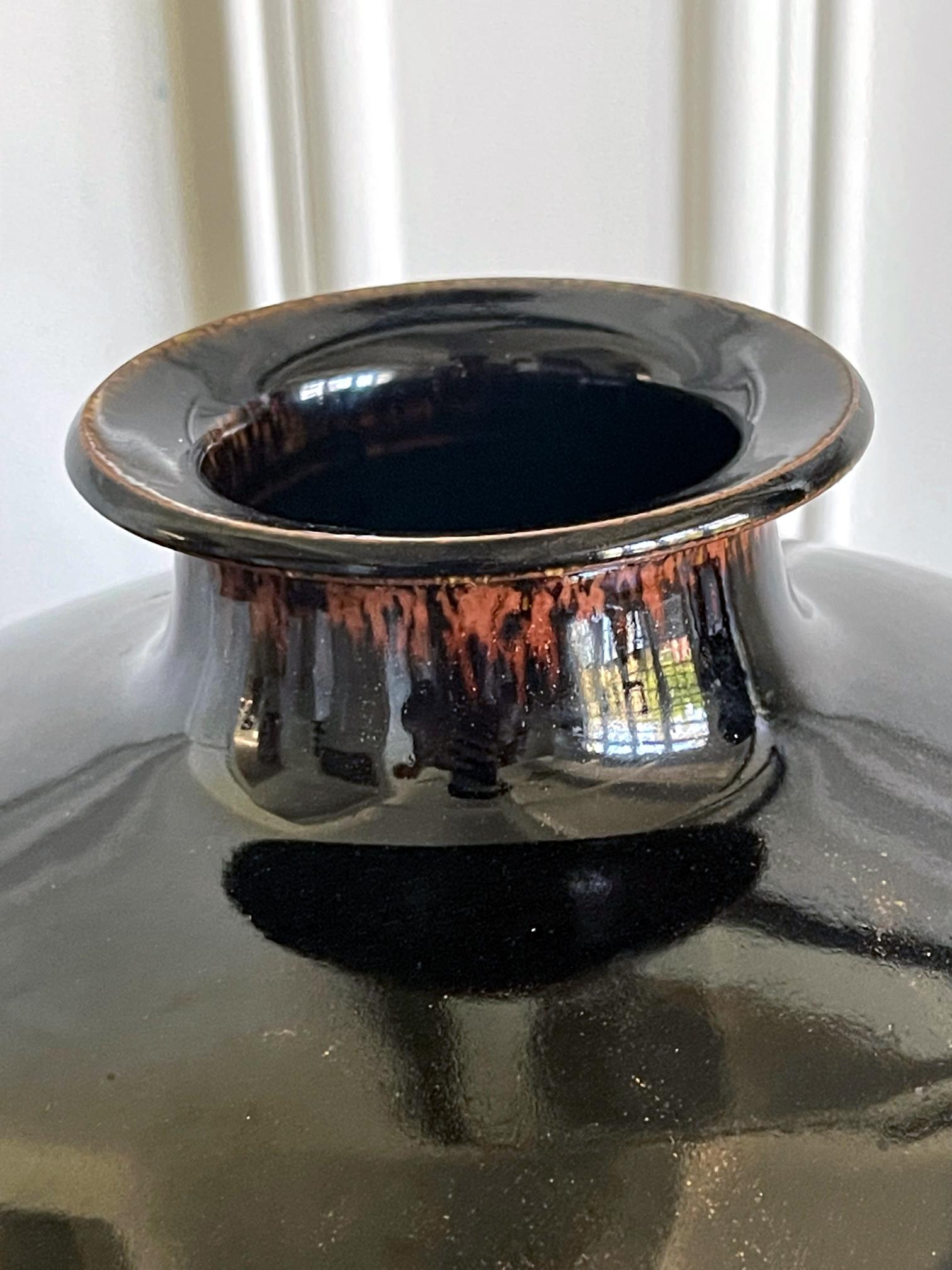Large Ceramic Jar with Tenmoku Glaze by Brother Thomas Bezanson 1