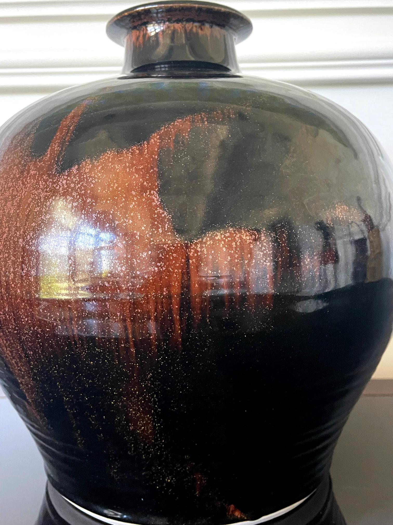 Large Ceramic Jar with Tenmoku Glaze by Brother Thomas Bezanson 2