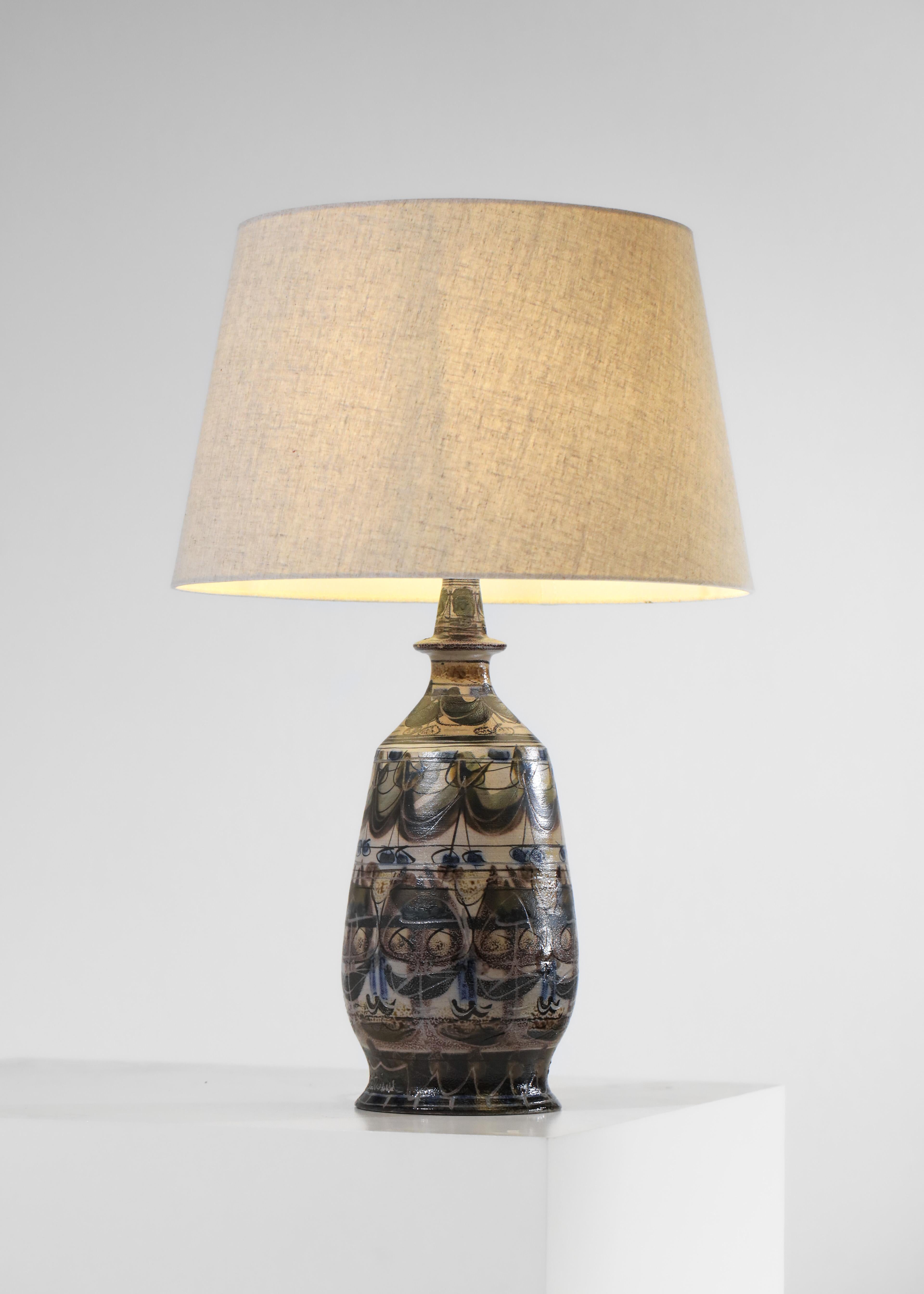 Large ceramic lamp base by Lucas Antoine in Keraluc Bretagne from the 60s at 1stDibs