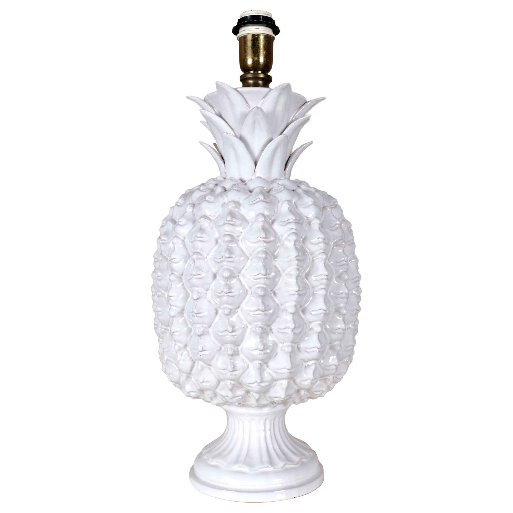 Grande base de lampe en céramique en forme d'ananas, Italie, années 1980