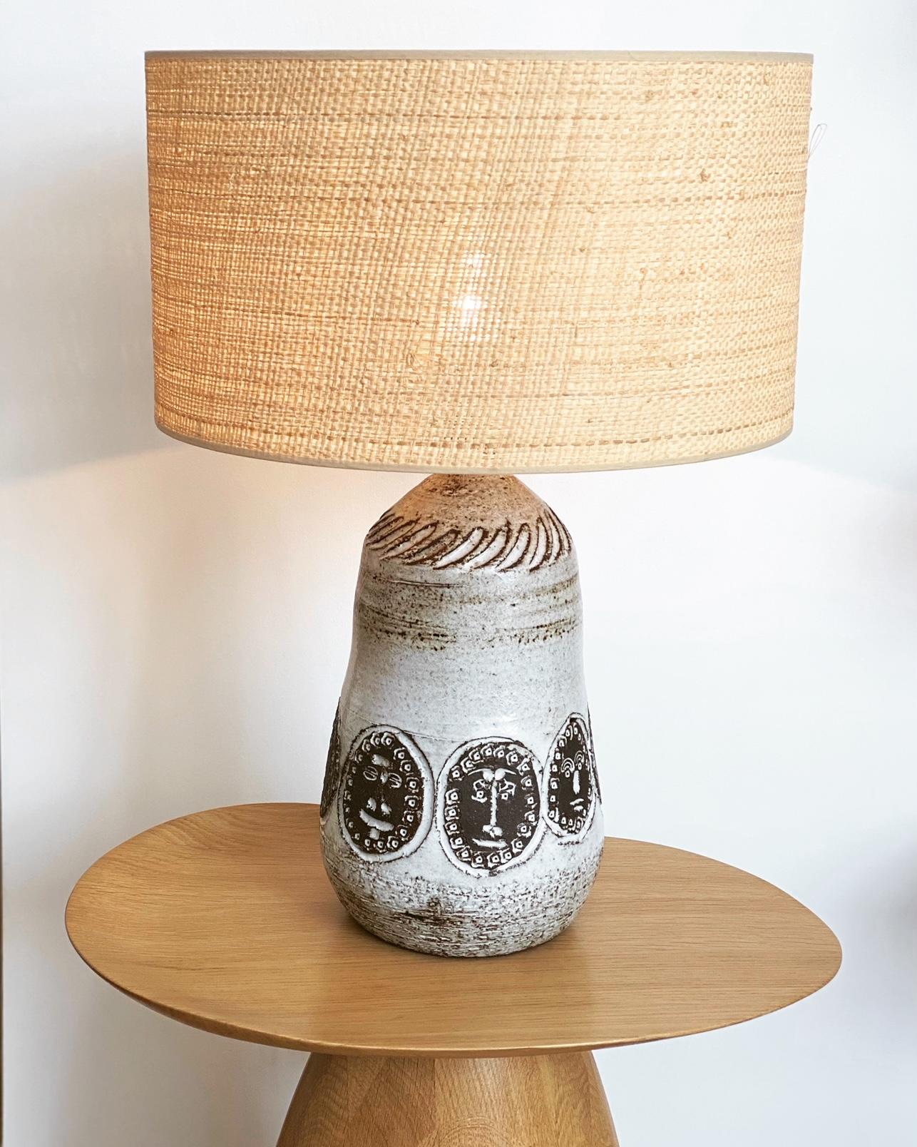 Hand made large ceramic lamp base with brown 