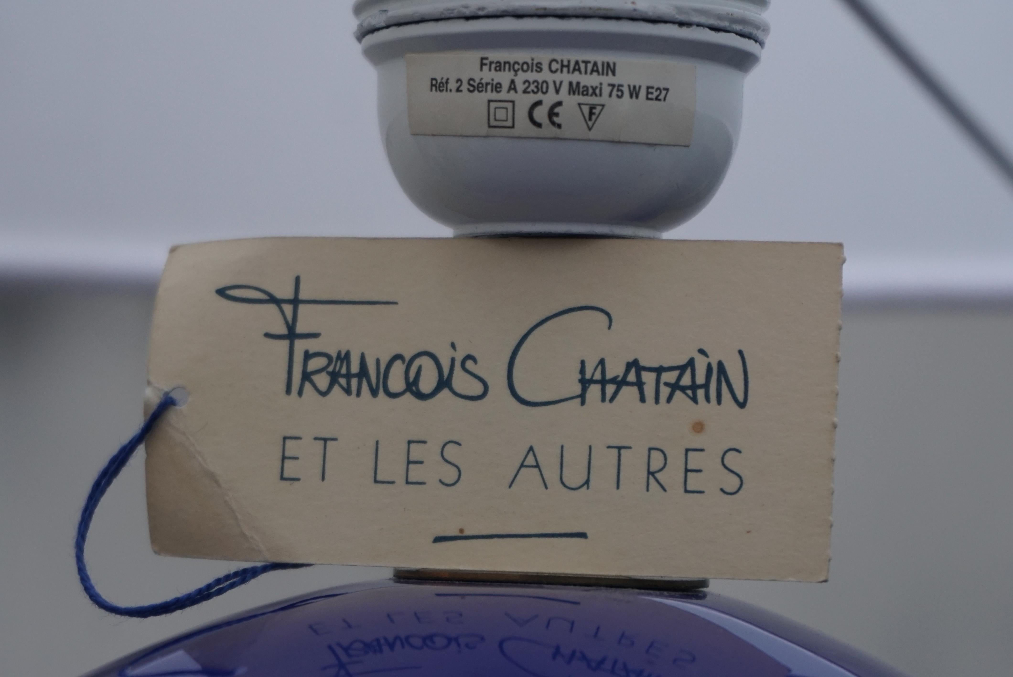 Große Keramiklampe von Francois Chatain im Angebot 5