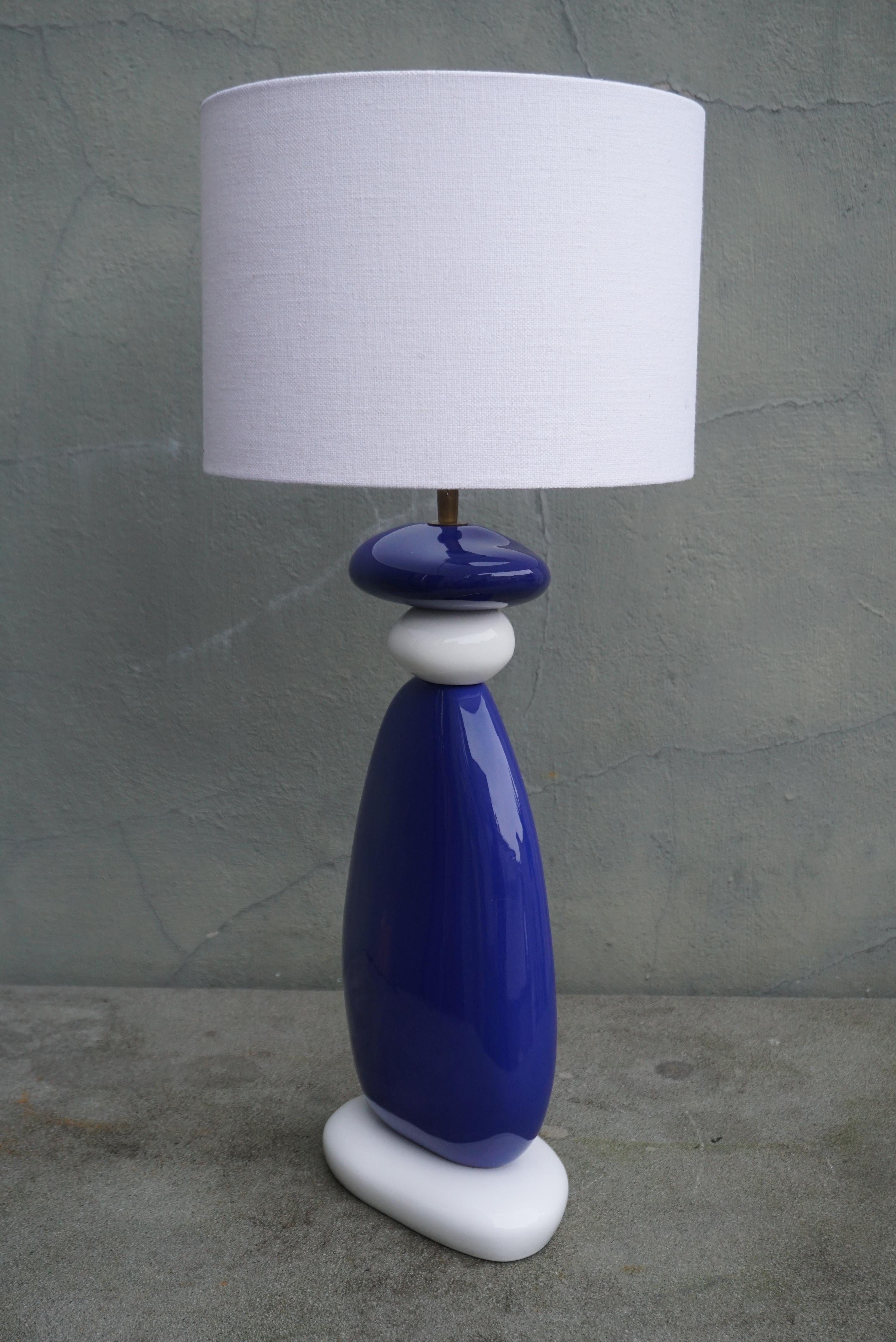 French Large Ceramic Lamp by Francois Chatain For Sale