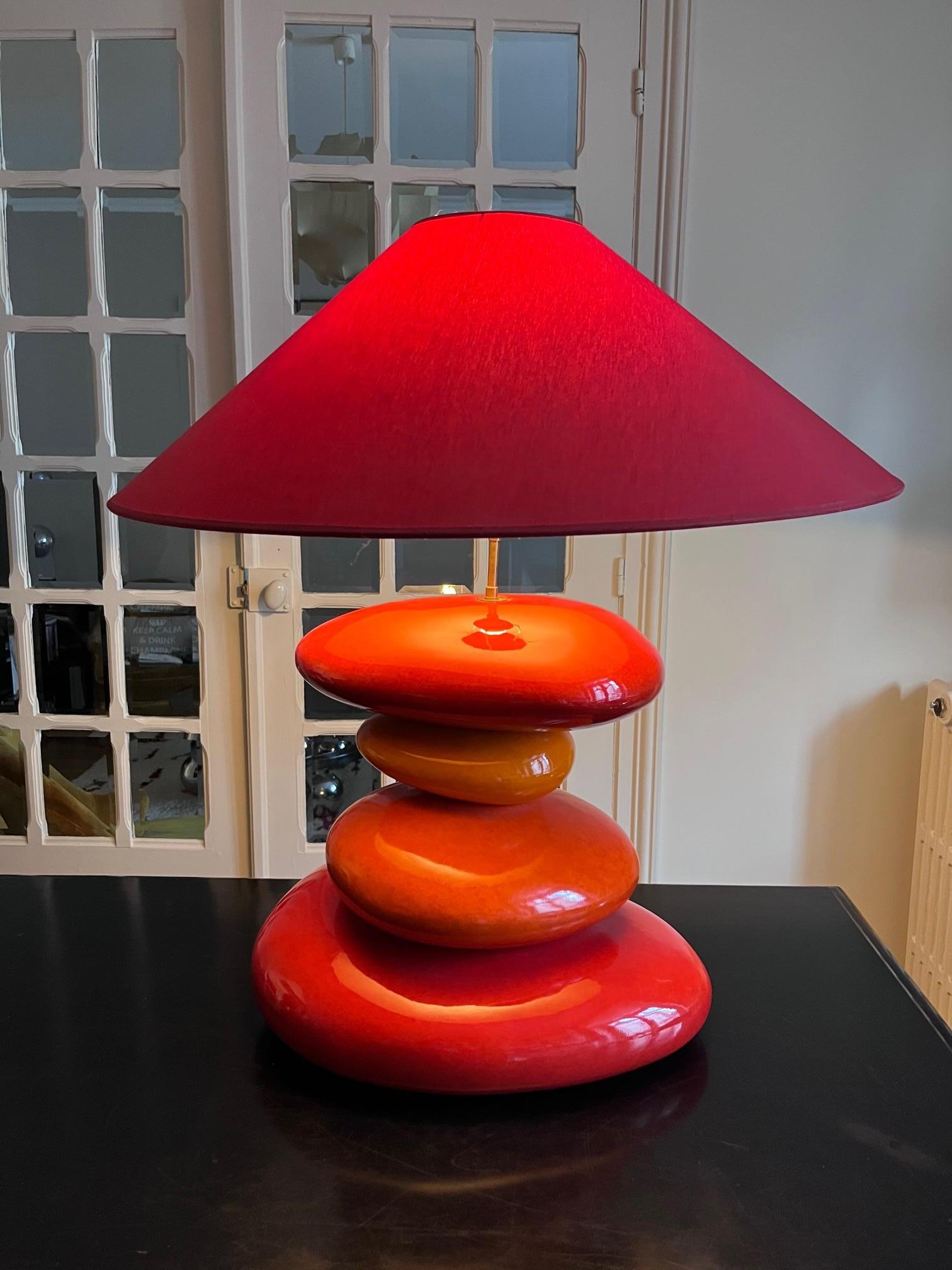 Français Grande lampe en céramique de Francois Chatain en vente