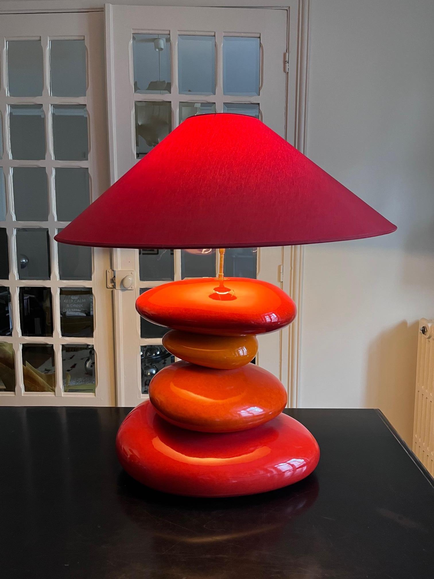 Émaillé Grande lampe en céramique de Francois Chatain en vente