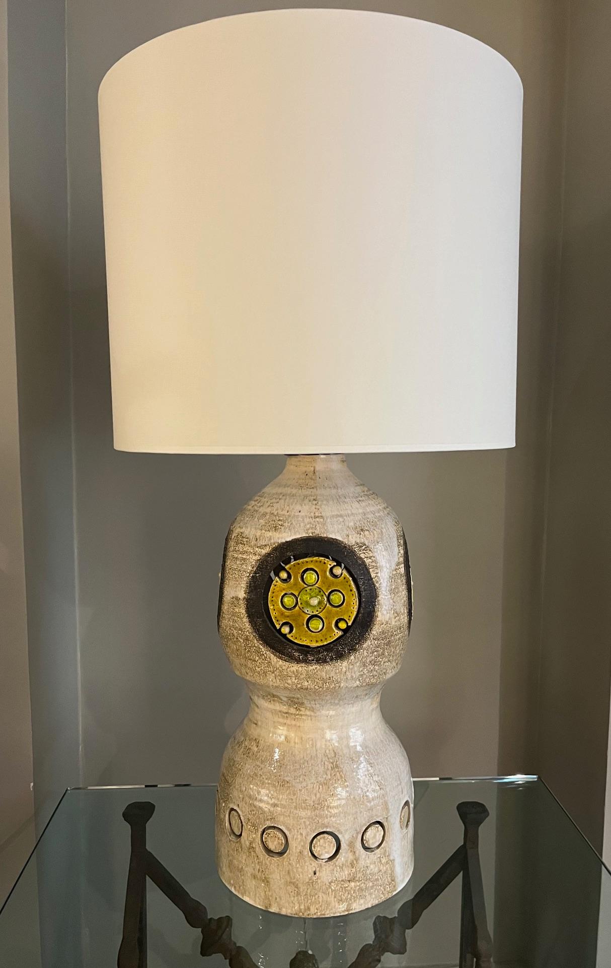 Glazed Large ceramic lamp by Georges Pelletier. Circa 1970.