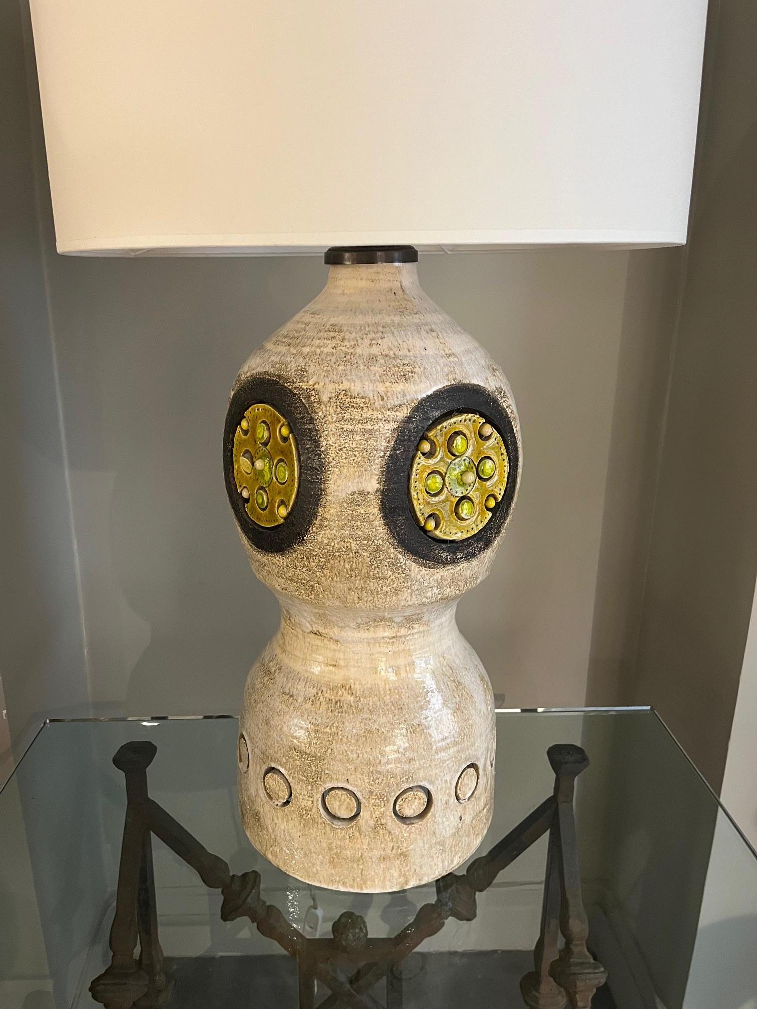 Late 20th Century Large ceramic lamp by Georges Pelletier. Circa 1970.