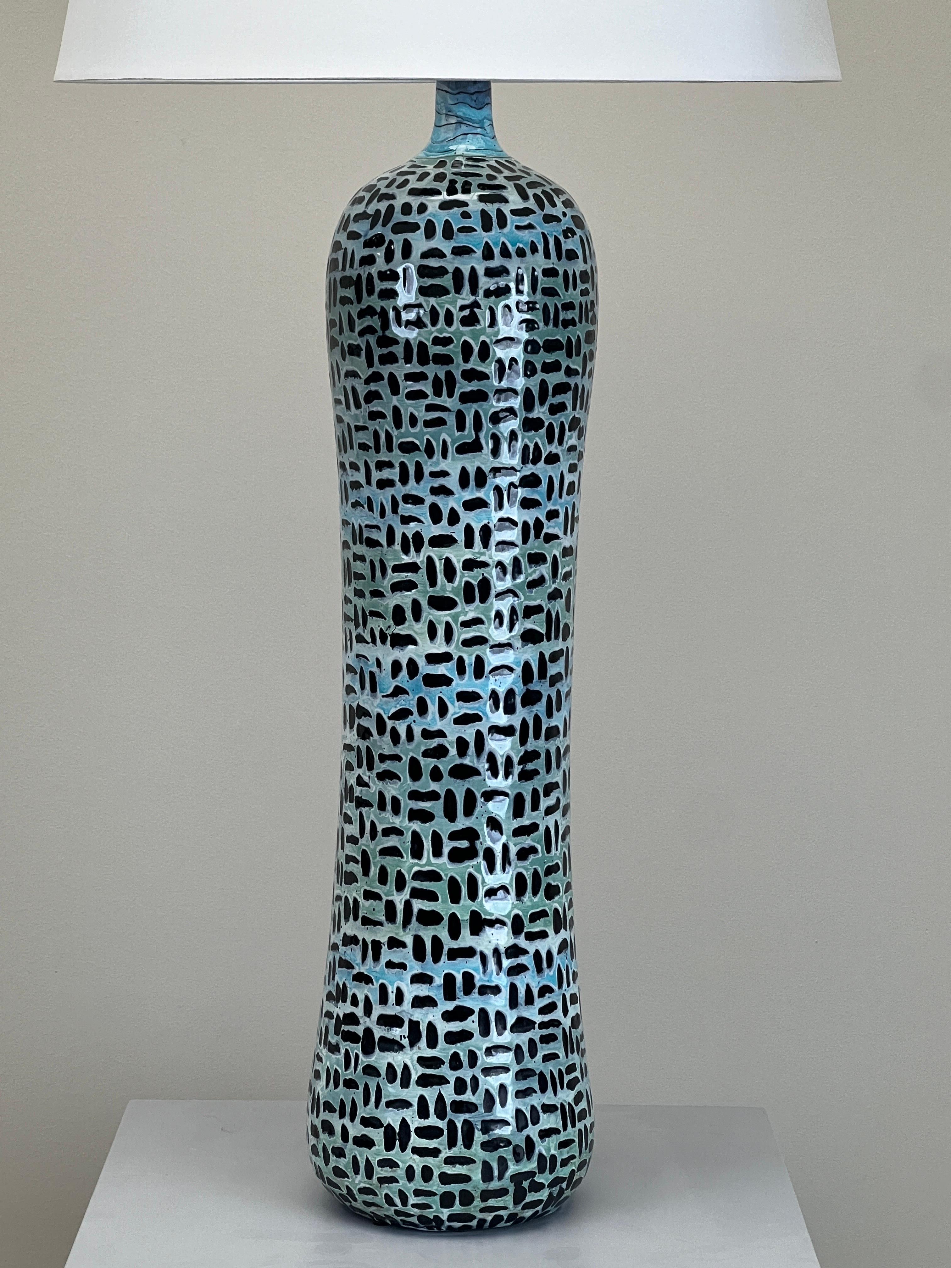 A large scale Italian ceramic lamp signed San Polo Venezia. Shade not included. 