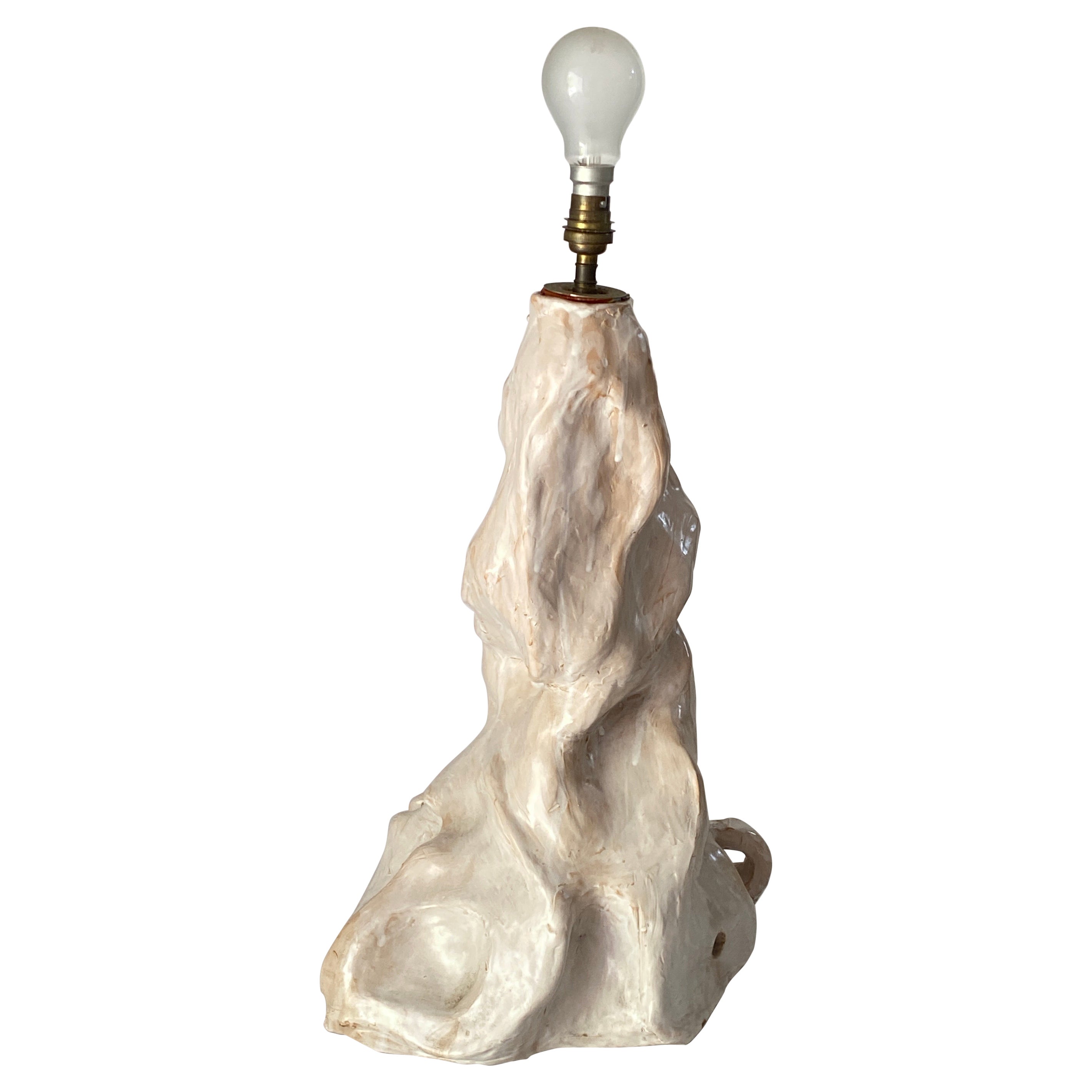 Francese Grande lampada in ceramica di colore bianco Francia, 1970 in vendita
