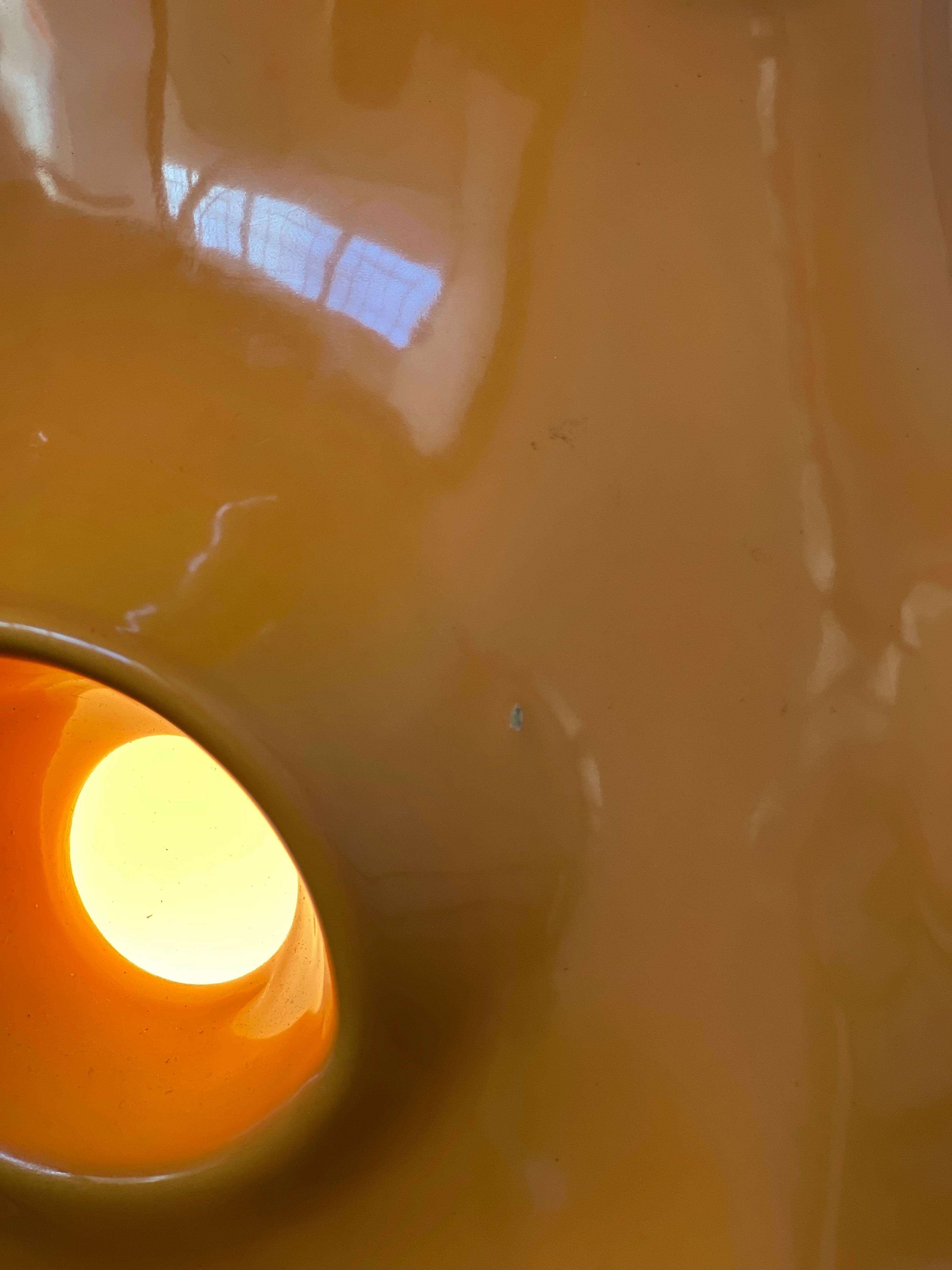 Fired Large Organic Orange Ceramic Table Lamp