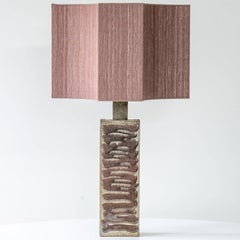 Large Ceramic Lamp Swirl, Custom Dusty Pink Lampshade by R. Houben