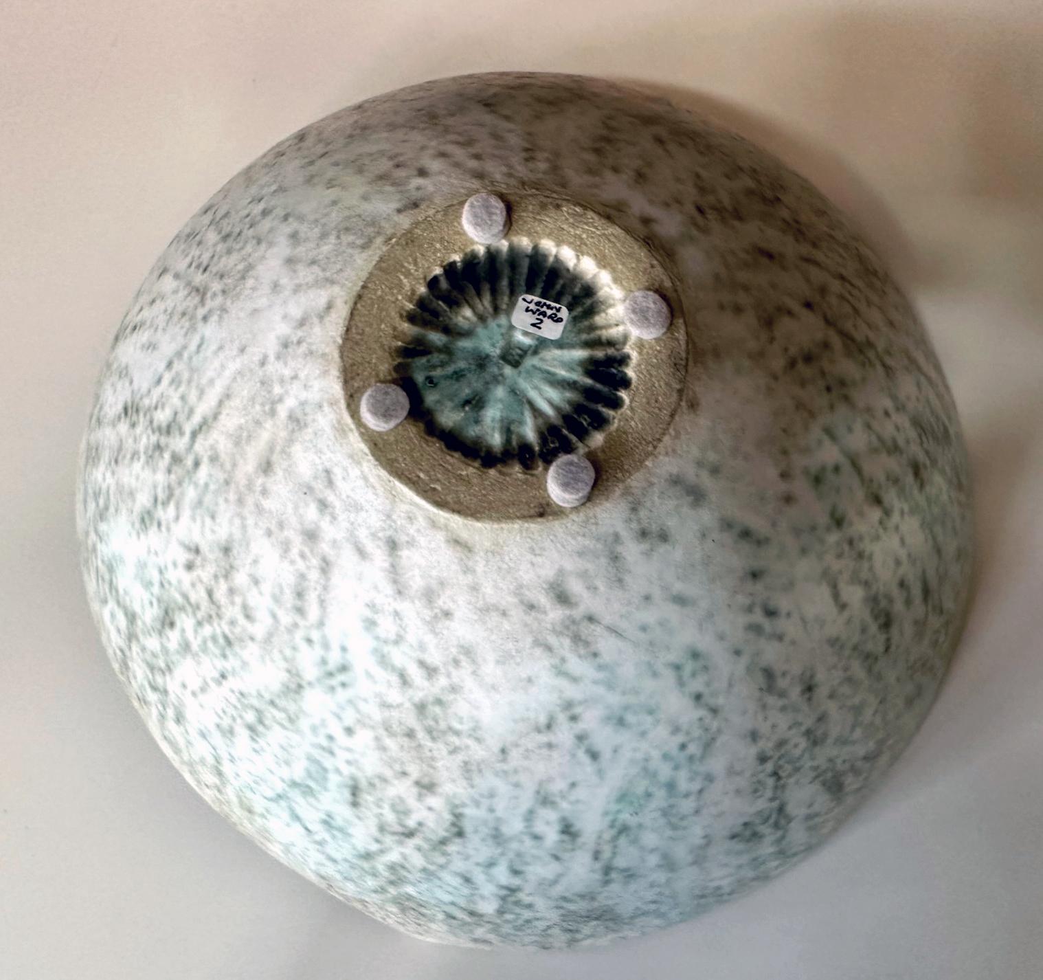 Large Ceramic Leaf Bowl with Banded Glaze by John Ward For Sale 3