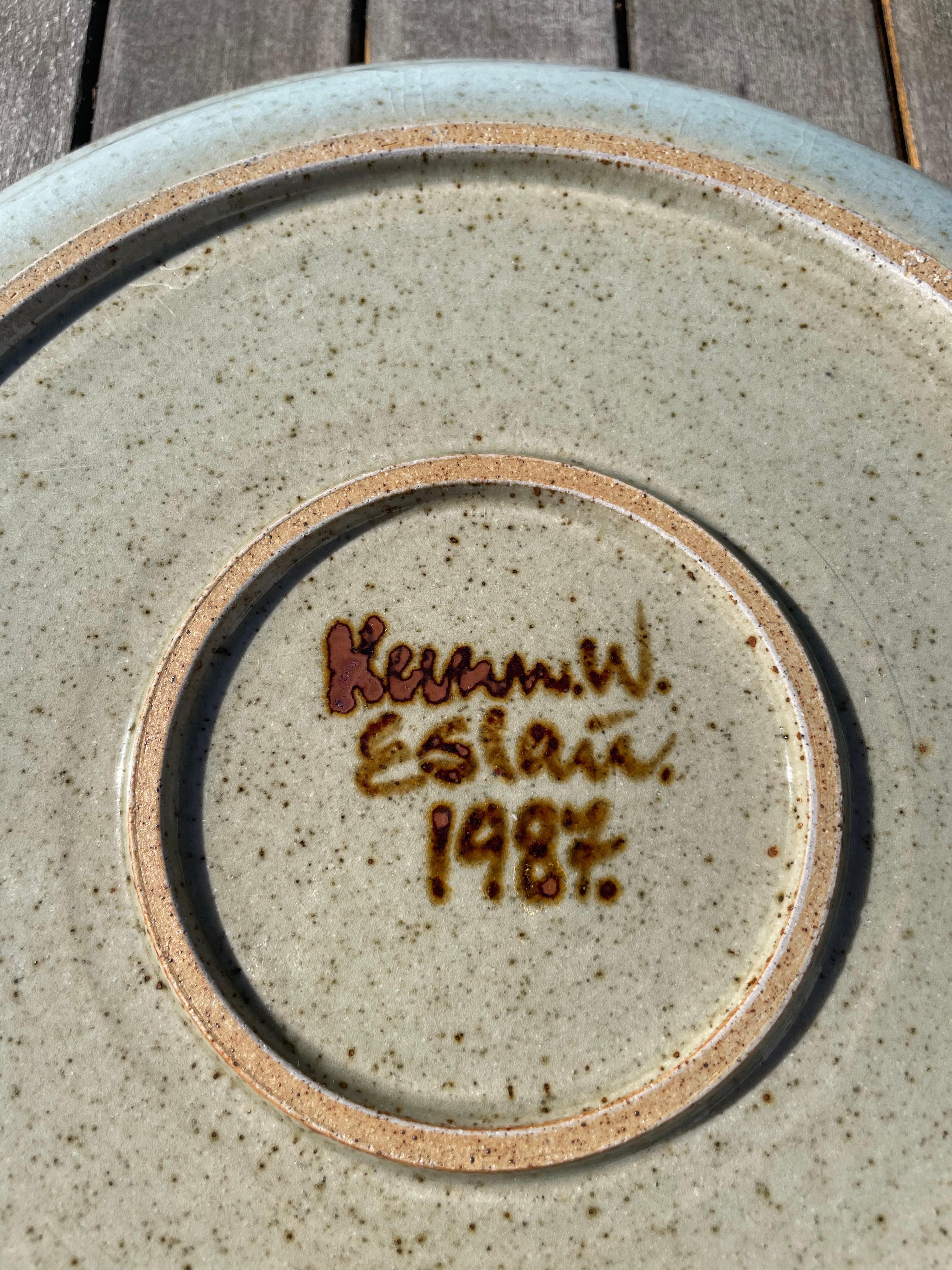 Großer Babyblauer Tafelaufsatz aus Keramik von Eslau, 1987 im Angebot 1