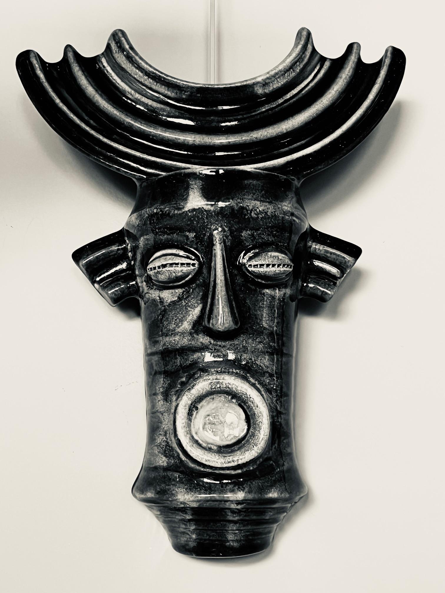 Large ceramic mask by Danikowski France 1960's For Sale 2