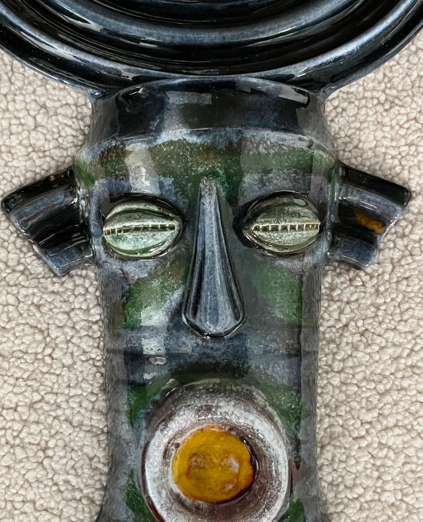 Mid-Century Modern Large ceramic mask by Danikowski France 1960's For Sale