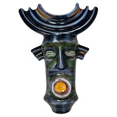Grande maschera in ceramica di Danikowski Francia anni '60