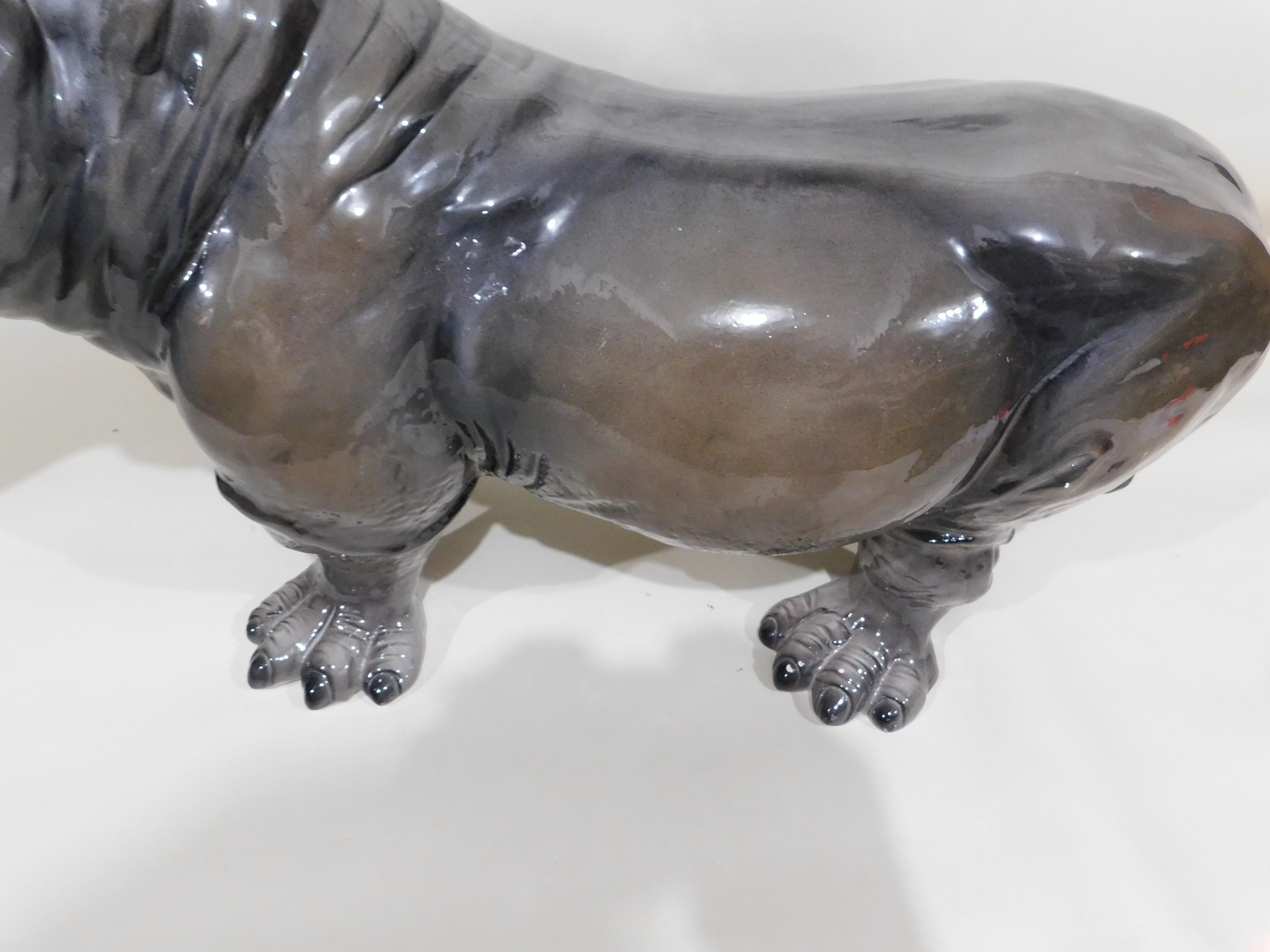 Large Ceramic Mid-Century Modern Italian Hippo 4