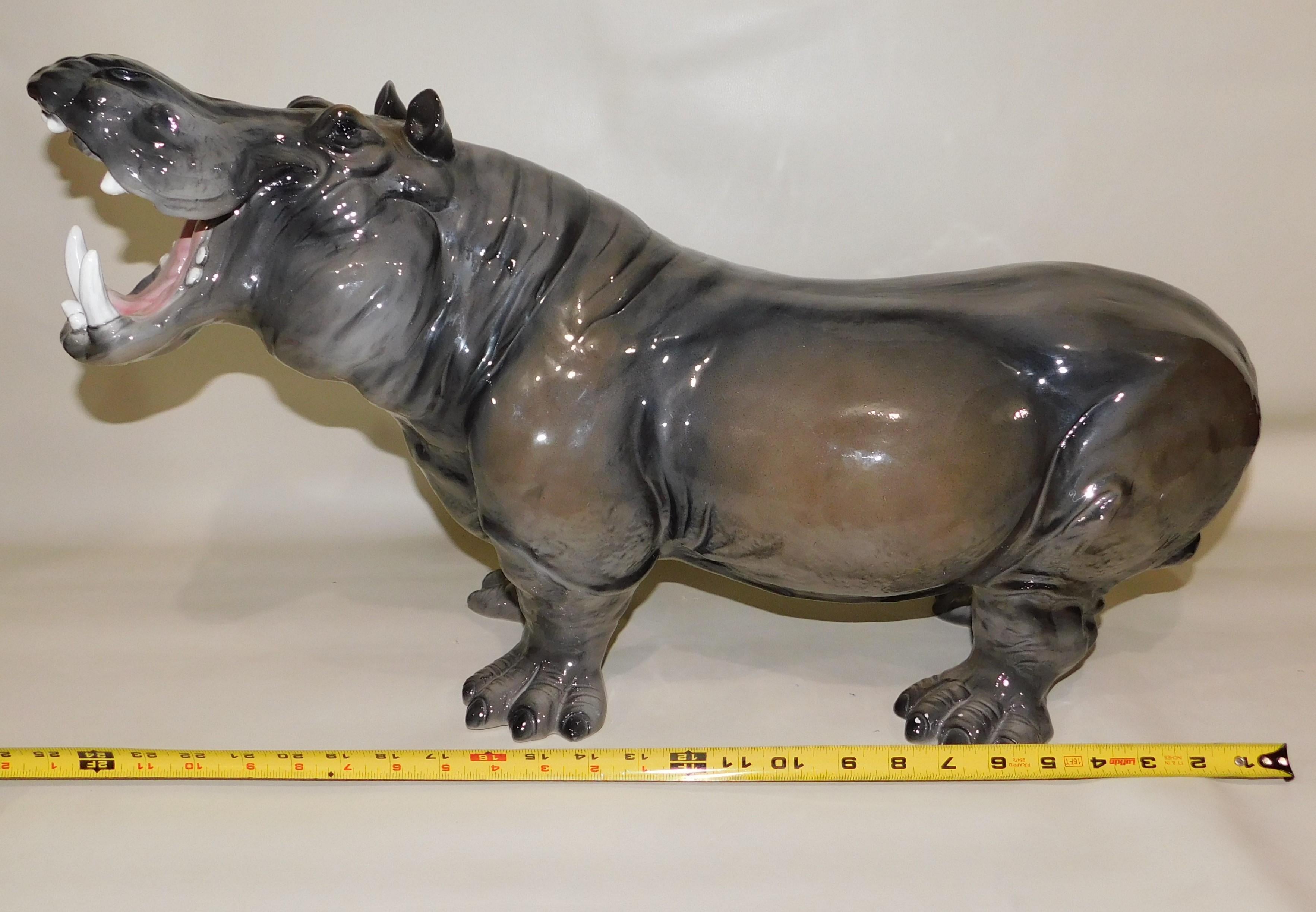Large Ceramic Mid-Century Modern Italian Hippo 5
