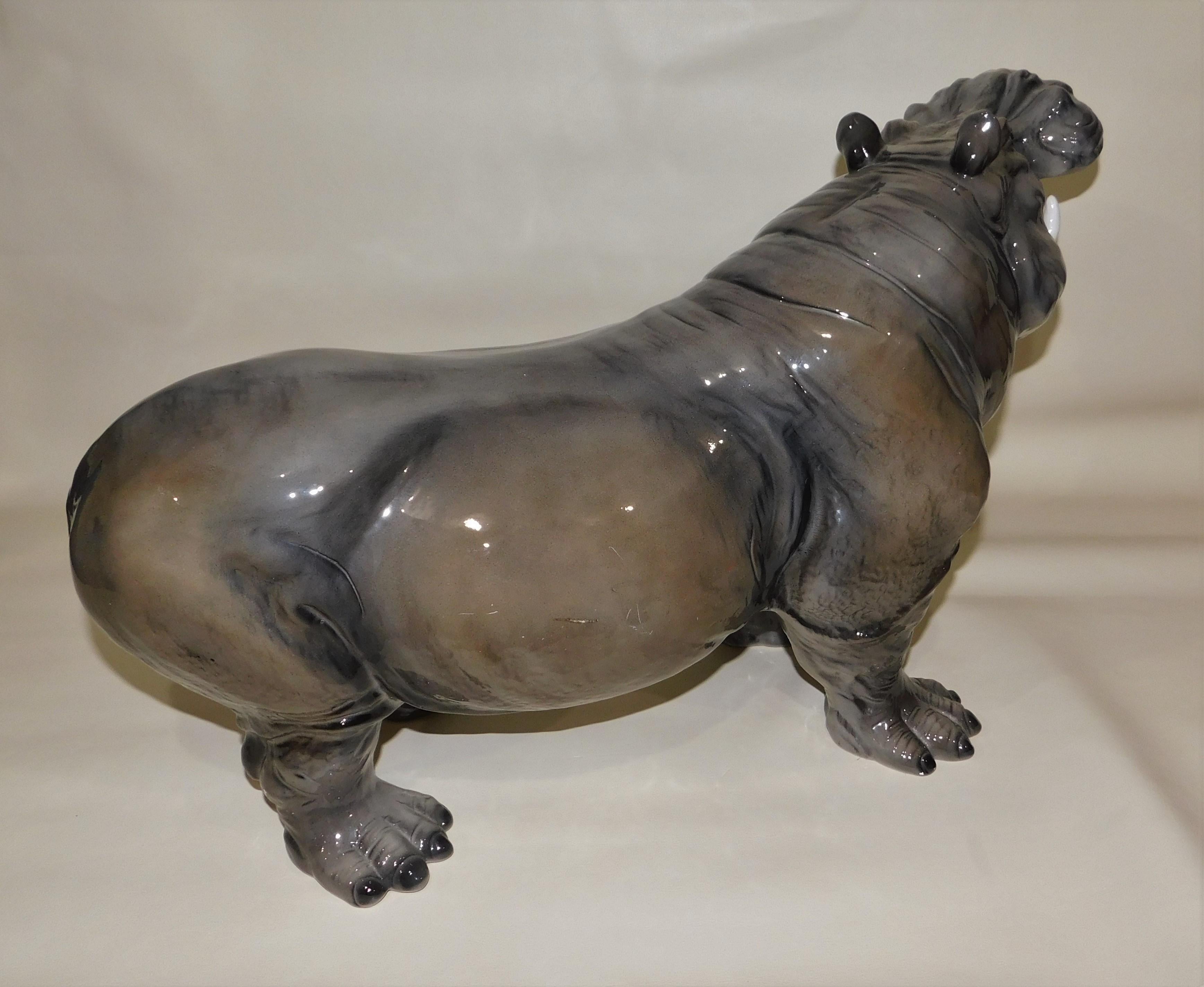 20th Century Large Ceramic Mid-Century Modern Italian Hippo