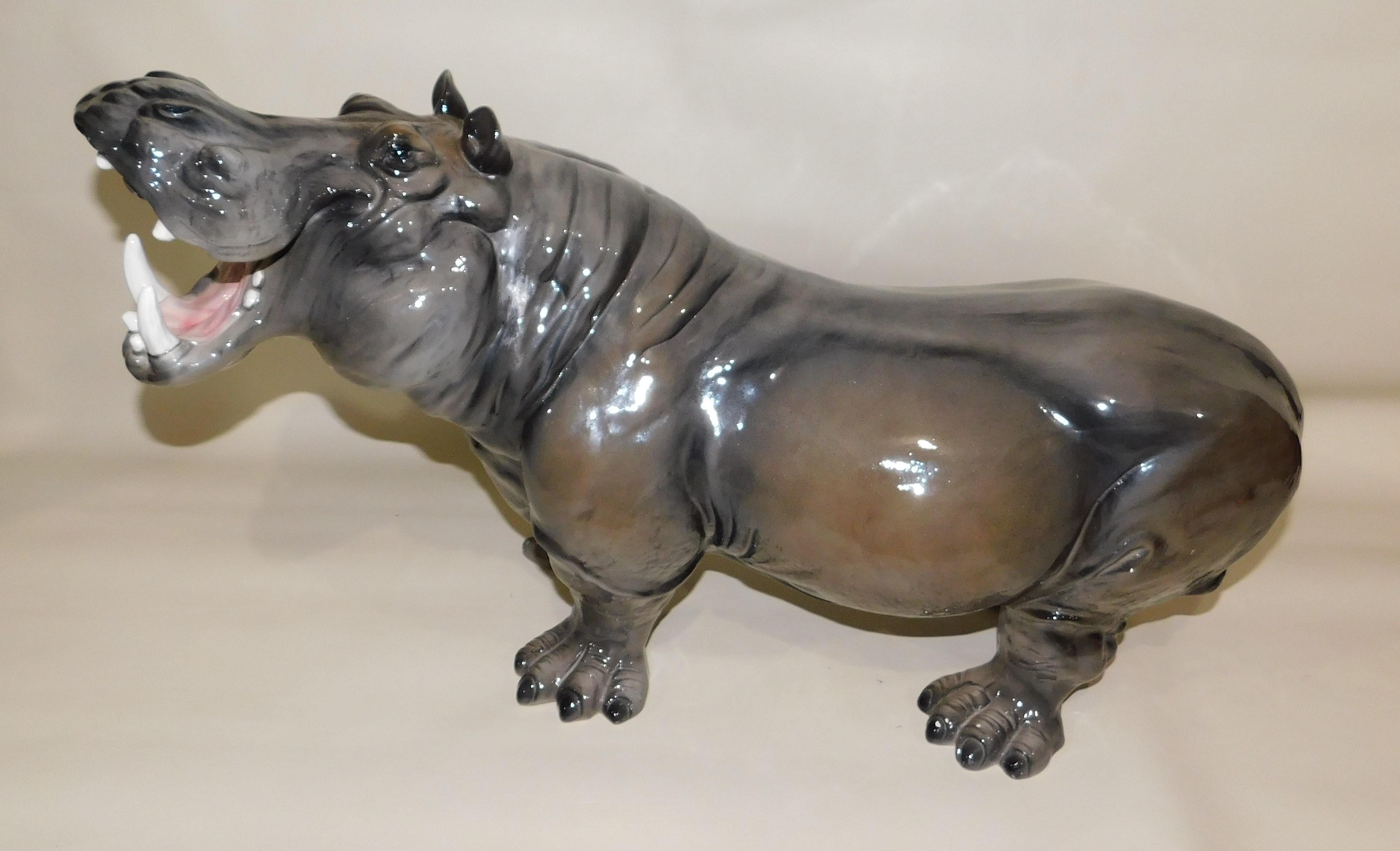 Large Ceramic Mid-Century Modern Italian Hippo 2