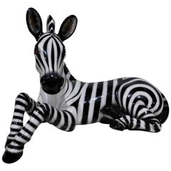 Vintage Large Ceramic Mid-Century Modern Italian Zebra