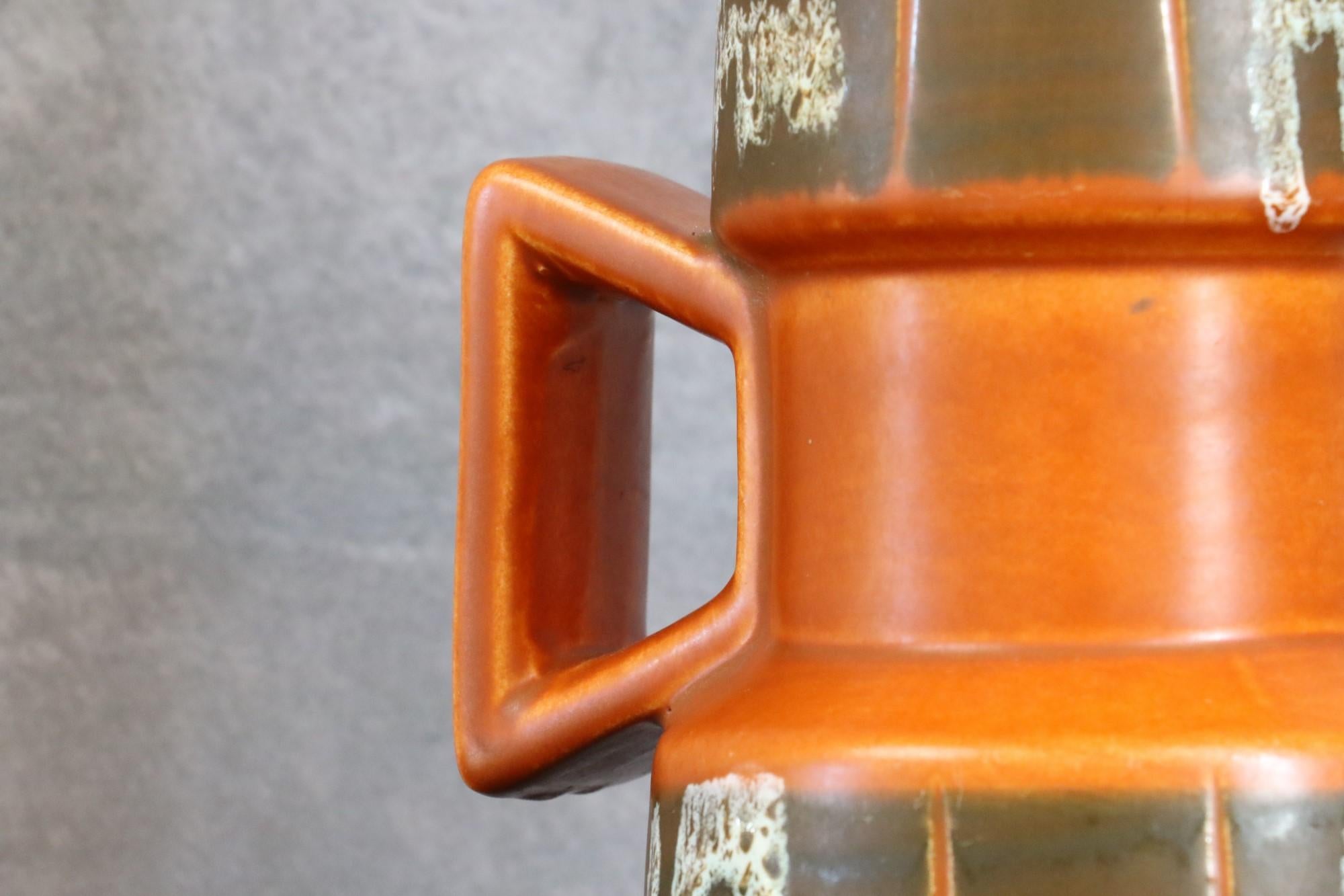 Enameled Large Ceramic Mid-Century West Germany Vase, Bay Contura, 1970s