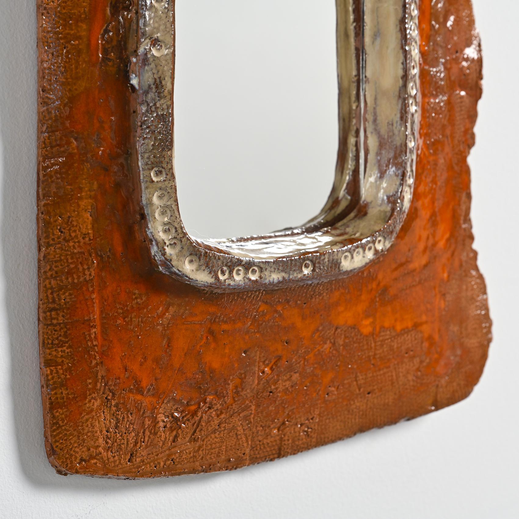 Mid-Century Modern Large Ceramic Mirror by Juliette Derel 