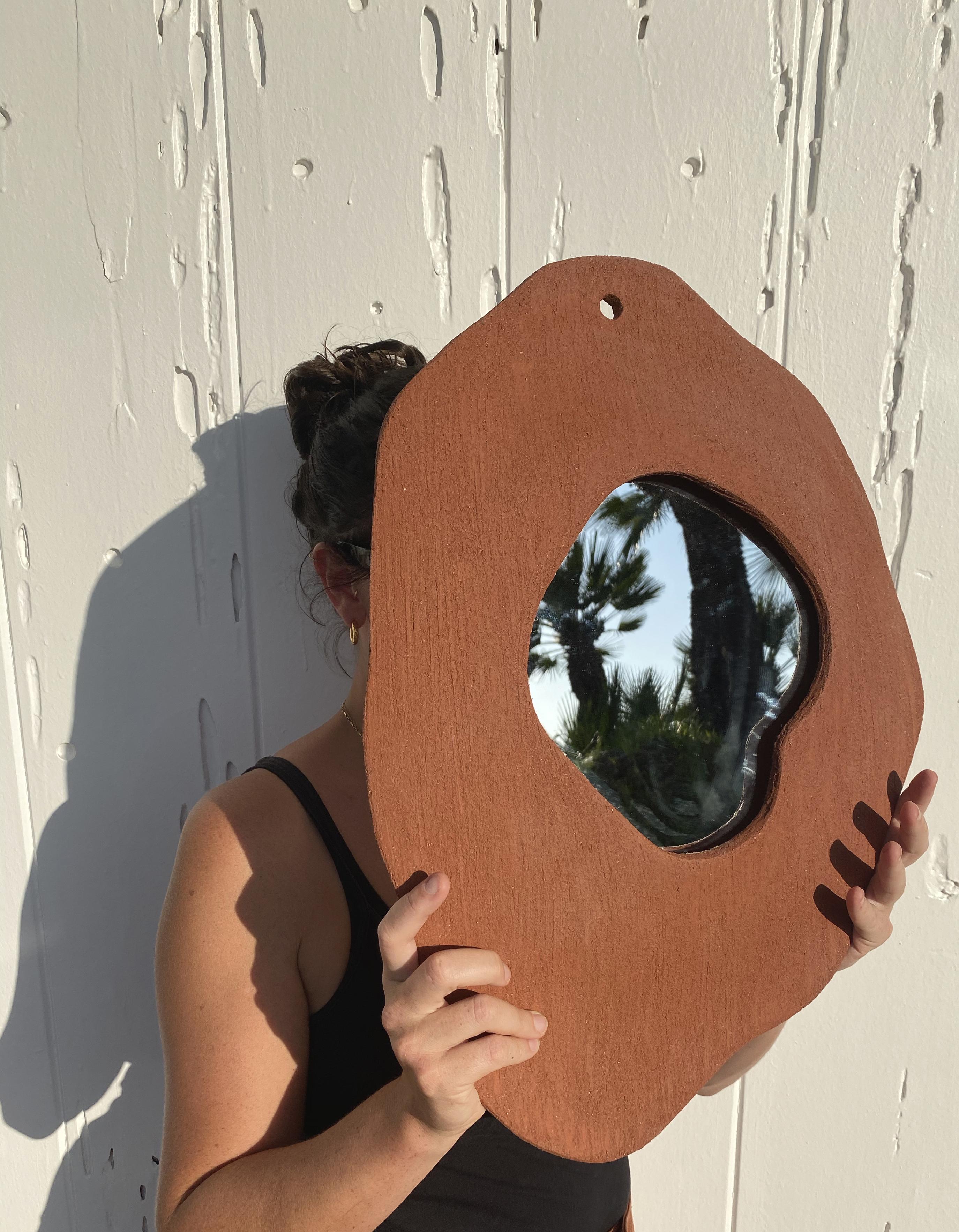 Contemporary Large Ceramic Mirror by Olivia Cognet
