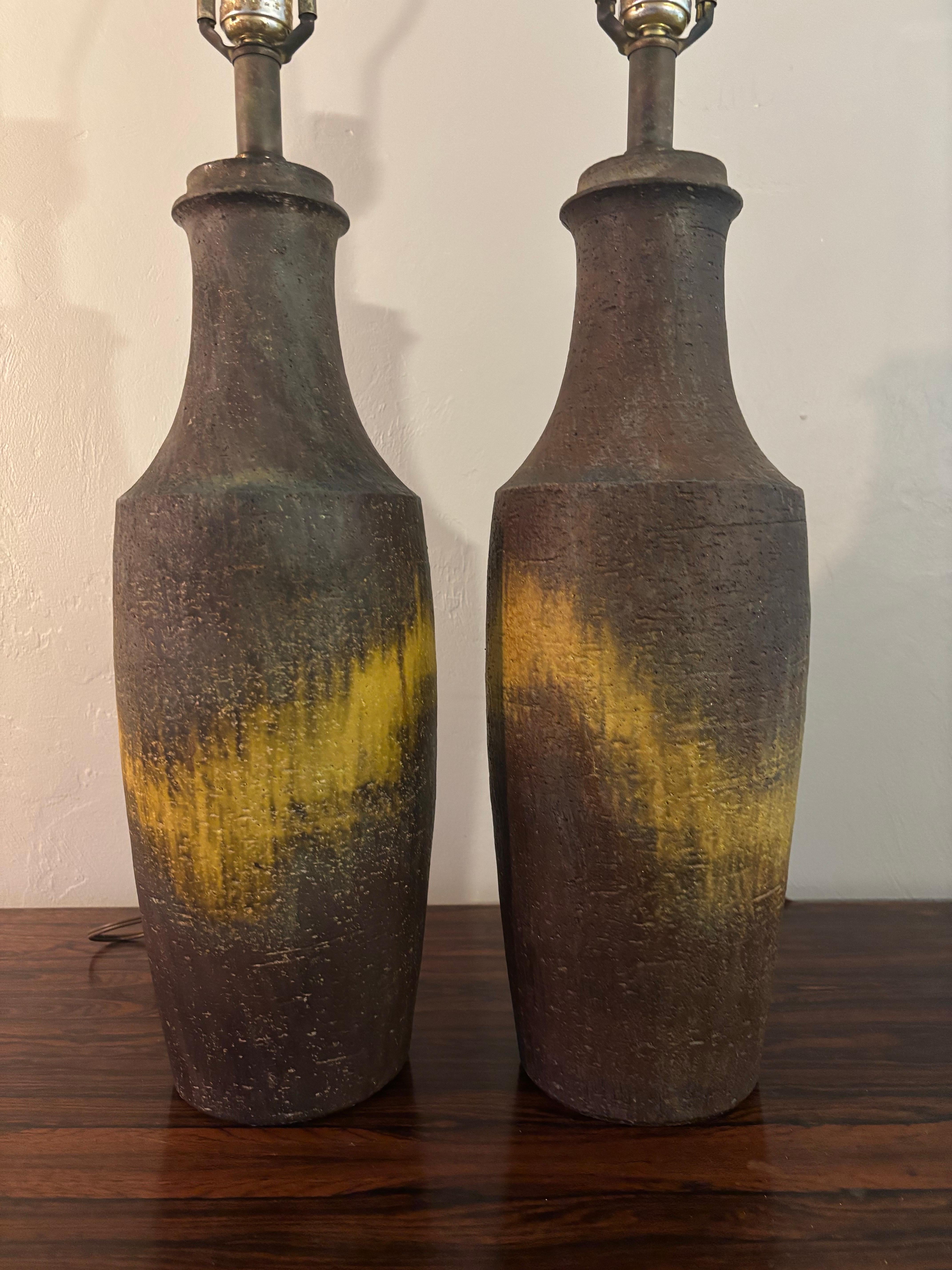 Gran pareja de lámparas de cerámica Marcello Fantoni, Italia, años 60 Italiano en venta