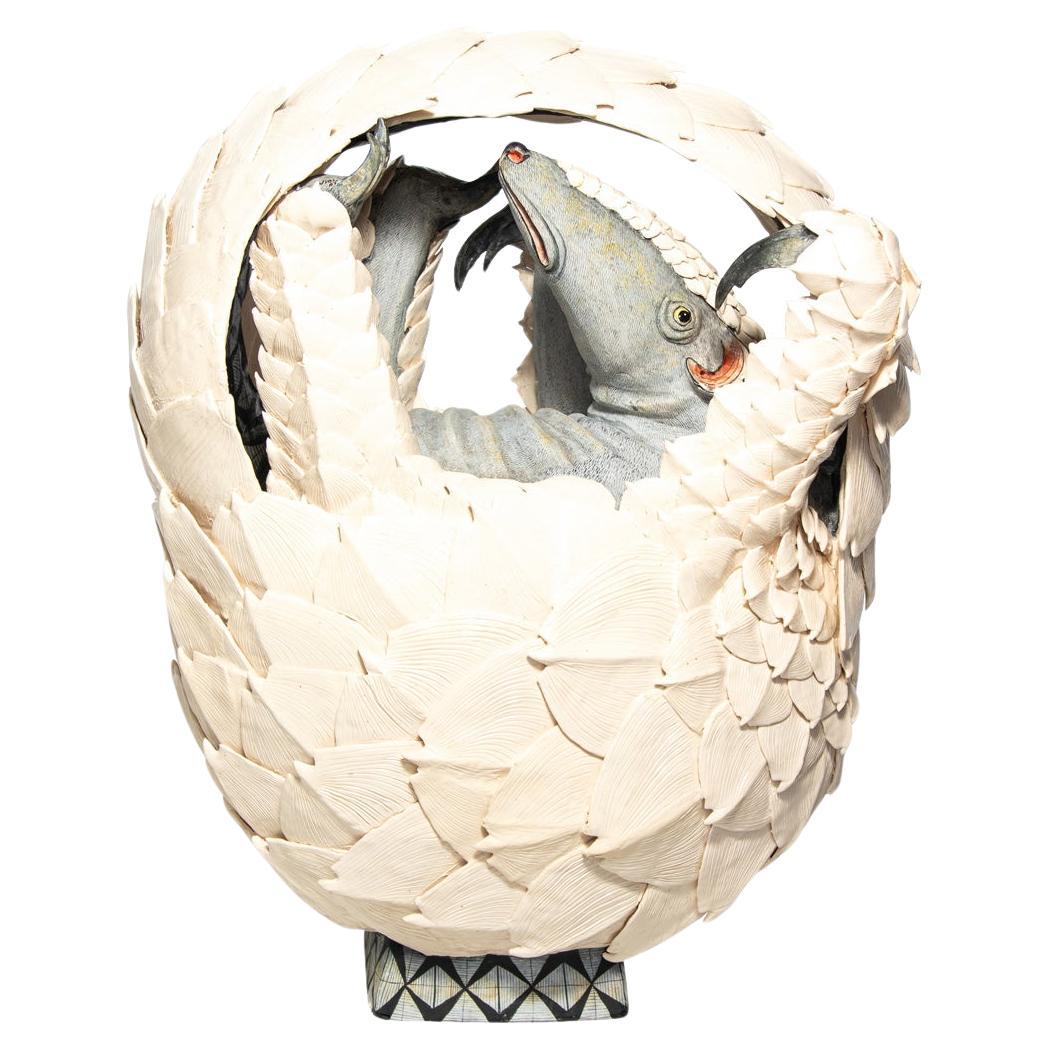 Large Ceramic Pangolin Sculpture, hand made in South Africa For Sale