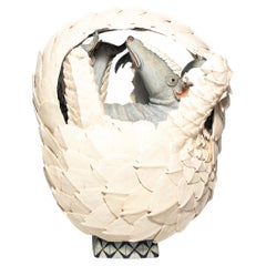 Grande sculpture de pangolin en céramique, faite à la main en Afrique du Sud