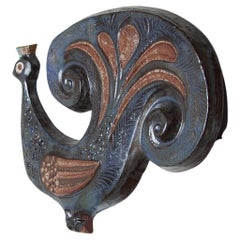 Large Ceramic Peacock designed by Elie van Damme, 1960s, Belgium