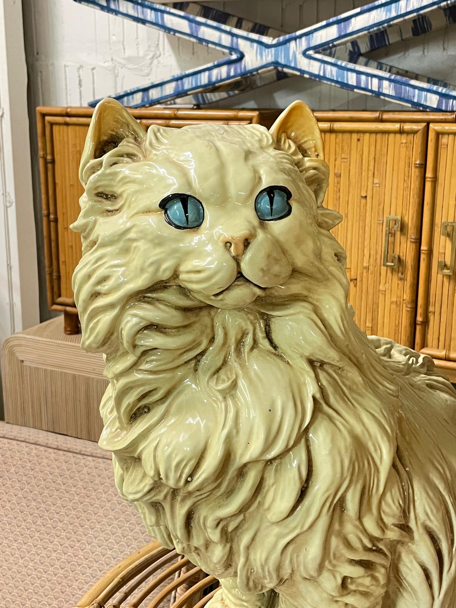 large vintage ceramic cat