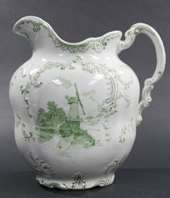 Grand pichet en céramique vert et blanc de Royal Delft Angleterre