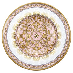 Large Ceramic Plate, Decorative Majolica Bowl Centerpiece, Pink White, In Stock
