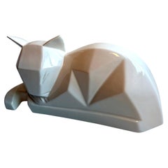 Large Ceramic Post Modern Cubist Art Deco Cat, USA, 1980's