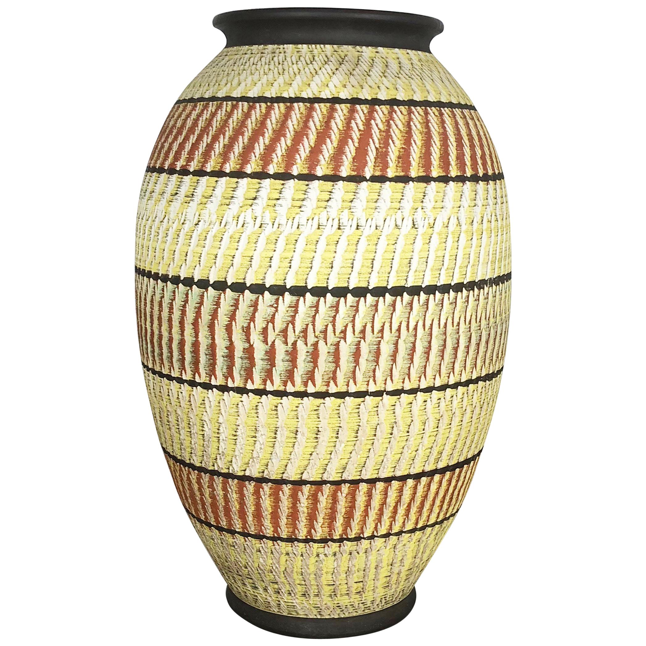 Große abstrakte Bodenvase aus Keramik von Zller und Born, Deutschland, 1950er Jahre im Angebot