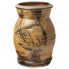 Large Ceramic Pottery Vase Realized by Josette Miquel Handmade Folk Art