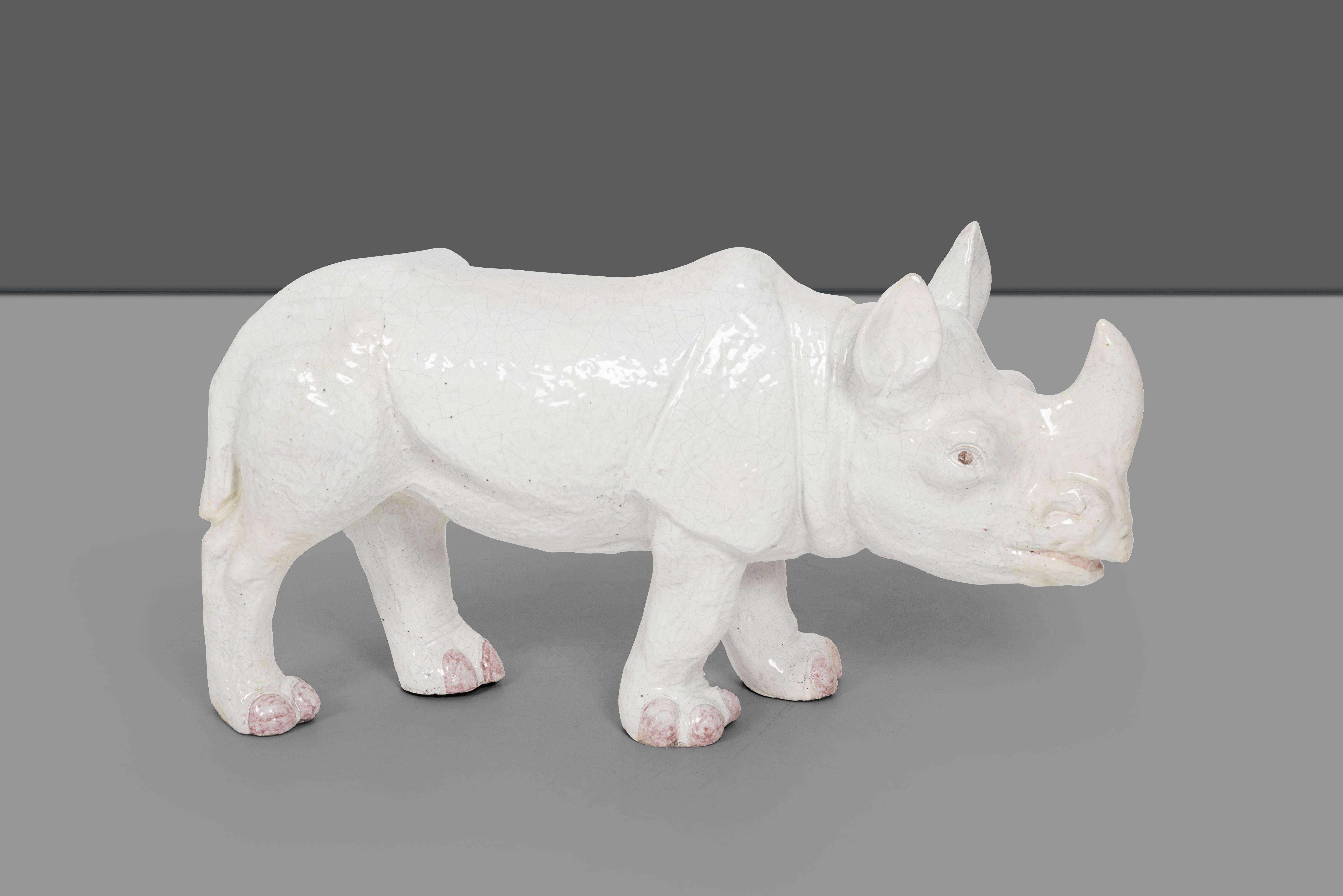 Großes Rhino aus Keramik (Moderne der Mitte des Jahrhunderts) im Angebot