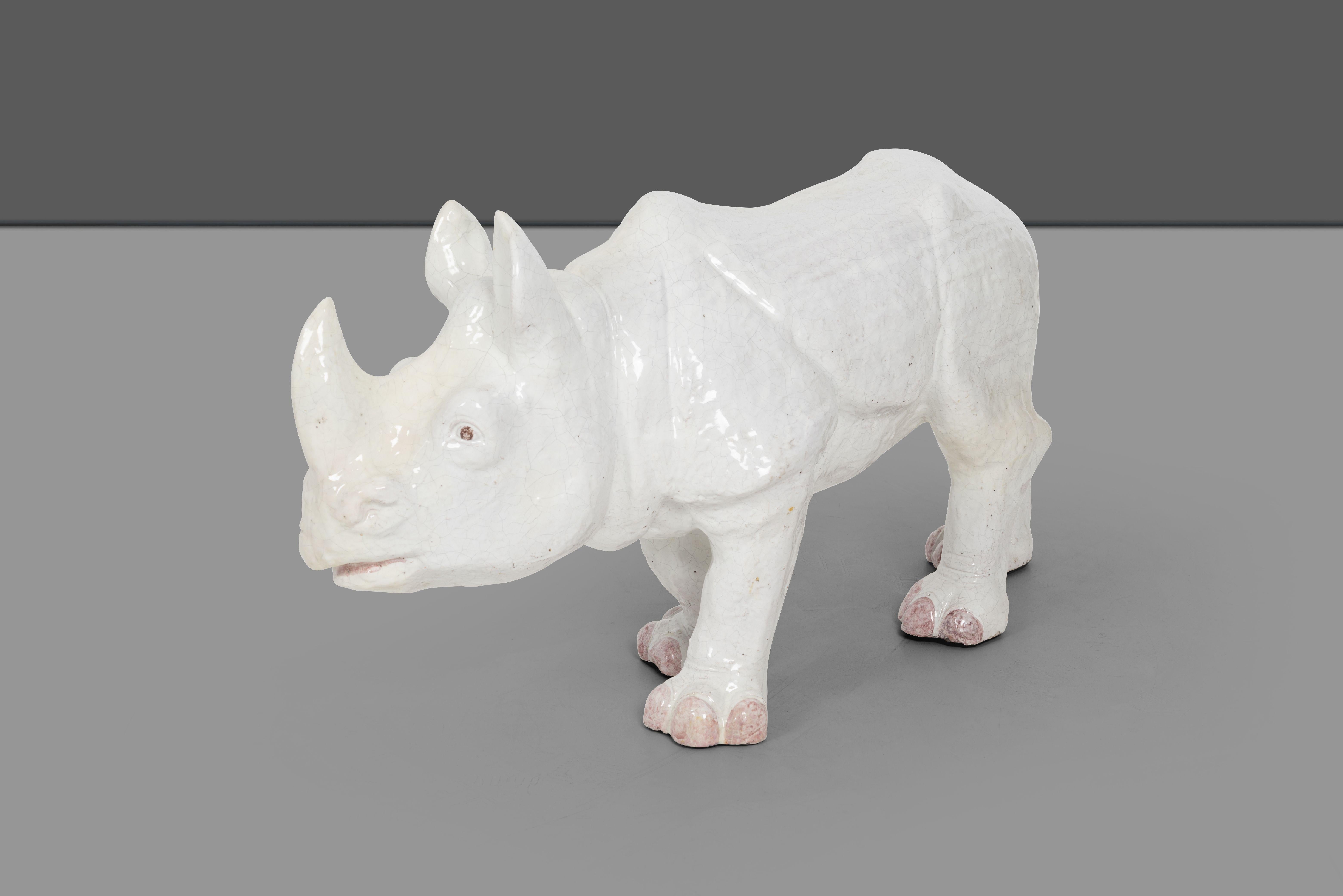 Mid-Century Modern Large Ceramic Rhino
