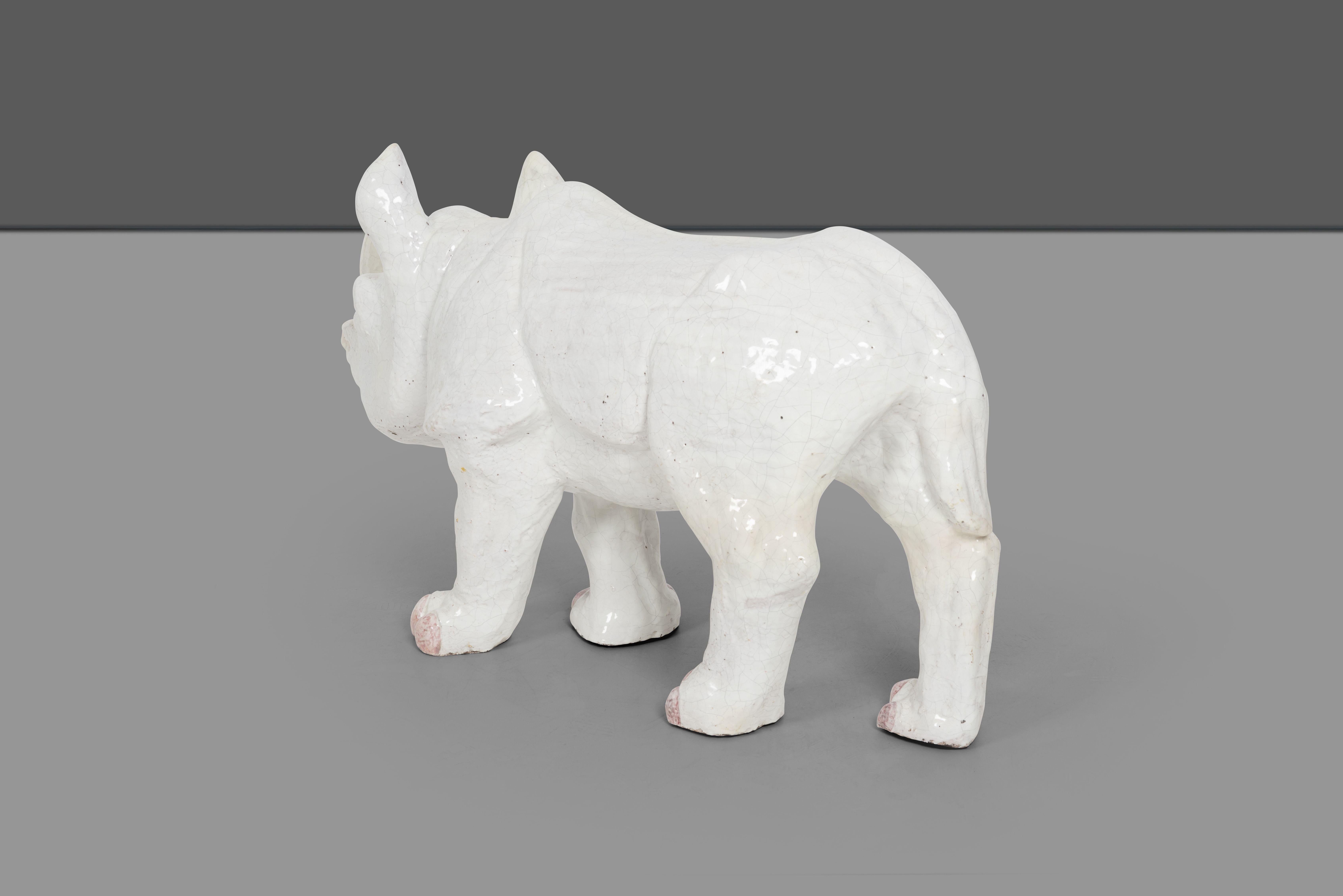 Large Ceramic Rhino In Good Condition For Sale In Chicago, IL