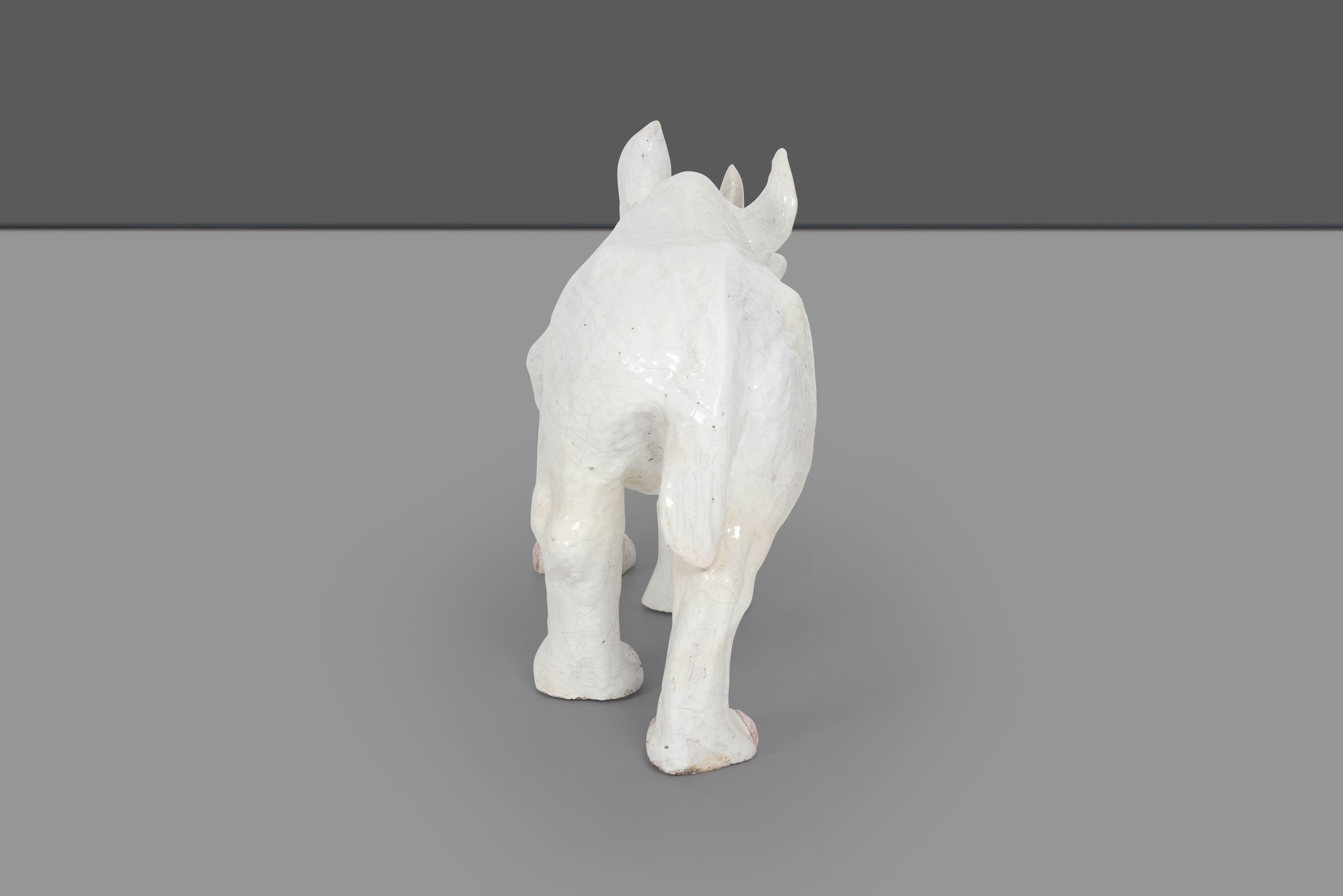 Late 20th Century Large Ceramic Rhino For Sale