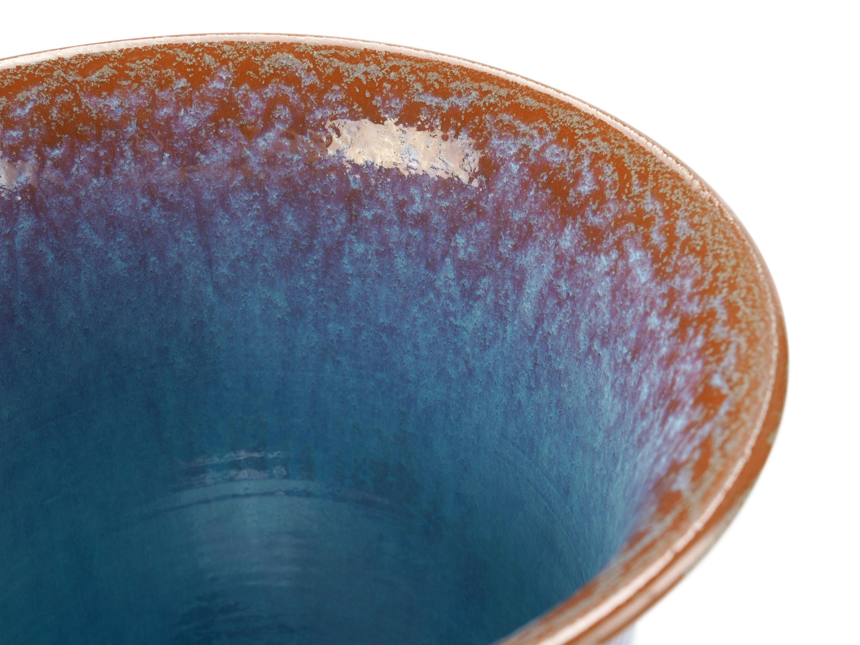 Vase contemporain en céramique, turquoise, marron, design de collection, fait à la main en Italie en vente 2
