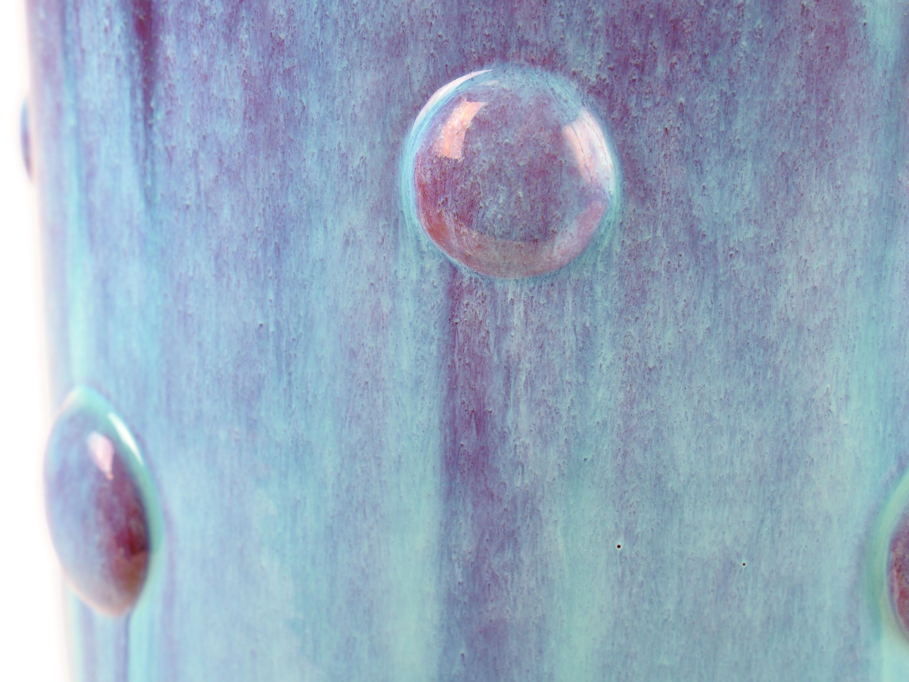 Vase contemporain en céramique, turquoise, marron, design de collection, fait à la main en Italie en vente 1