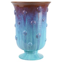 Contemporary Ceramic Vase, Turquoise, Brown, Collectible Design, Handmade Italy