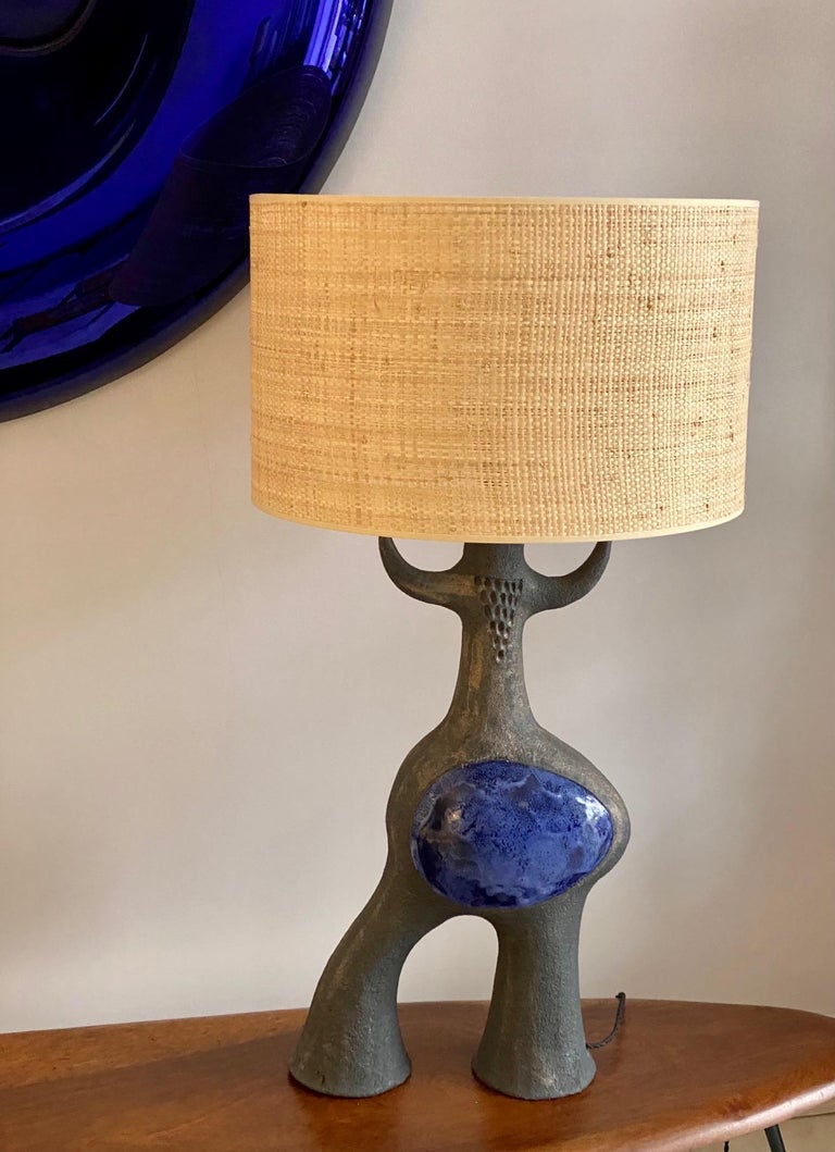 Large Ceramic Sculpture Lamp Base "Toro" One of a Kind by Dominique