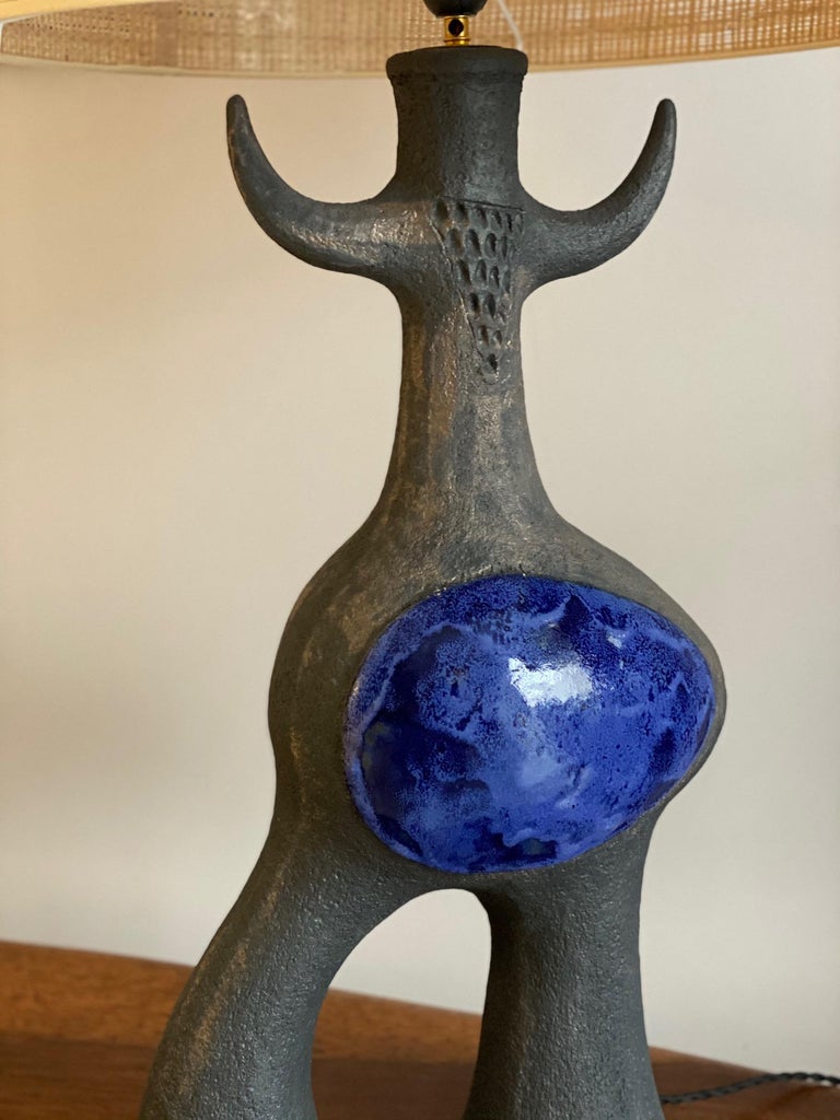 Large Ceramic Sculpture Lamp Base "Toro" One of a Kind by Dominique