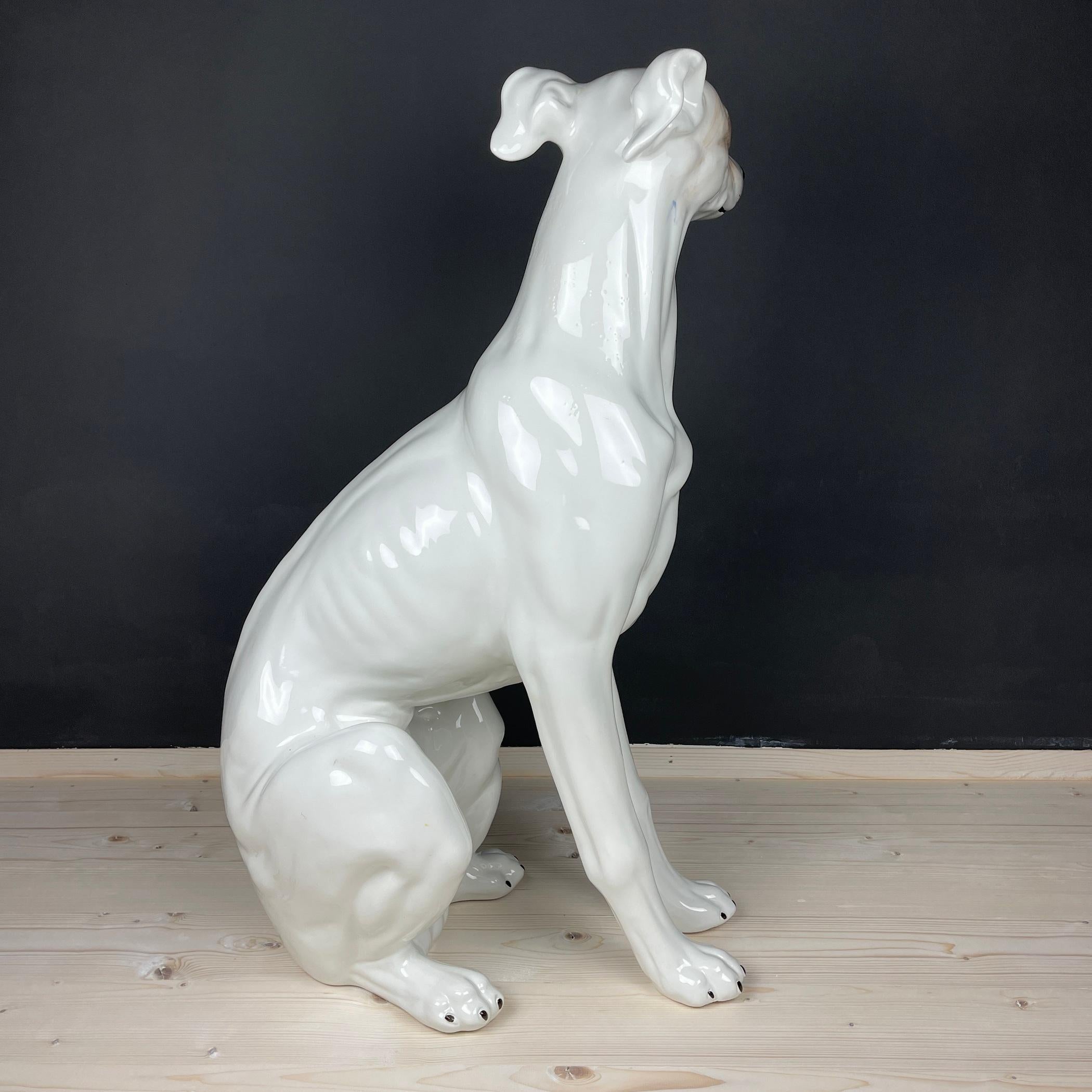 Large ceramic sculpture of Dog from Bassano Italy 1980s  In Good Condition For Sale In Miklavž Pri Taboru, SI