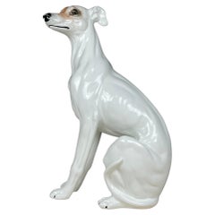 Grande sculpture en céramique d'un chien de Bassano, Italie, années 1980 